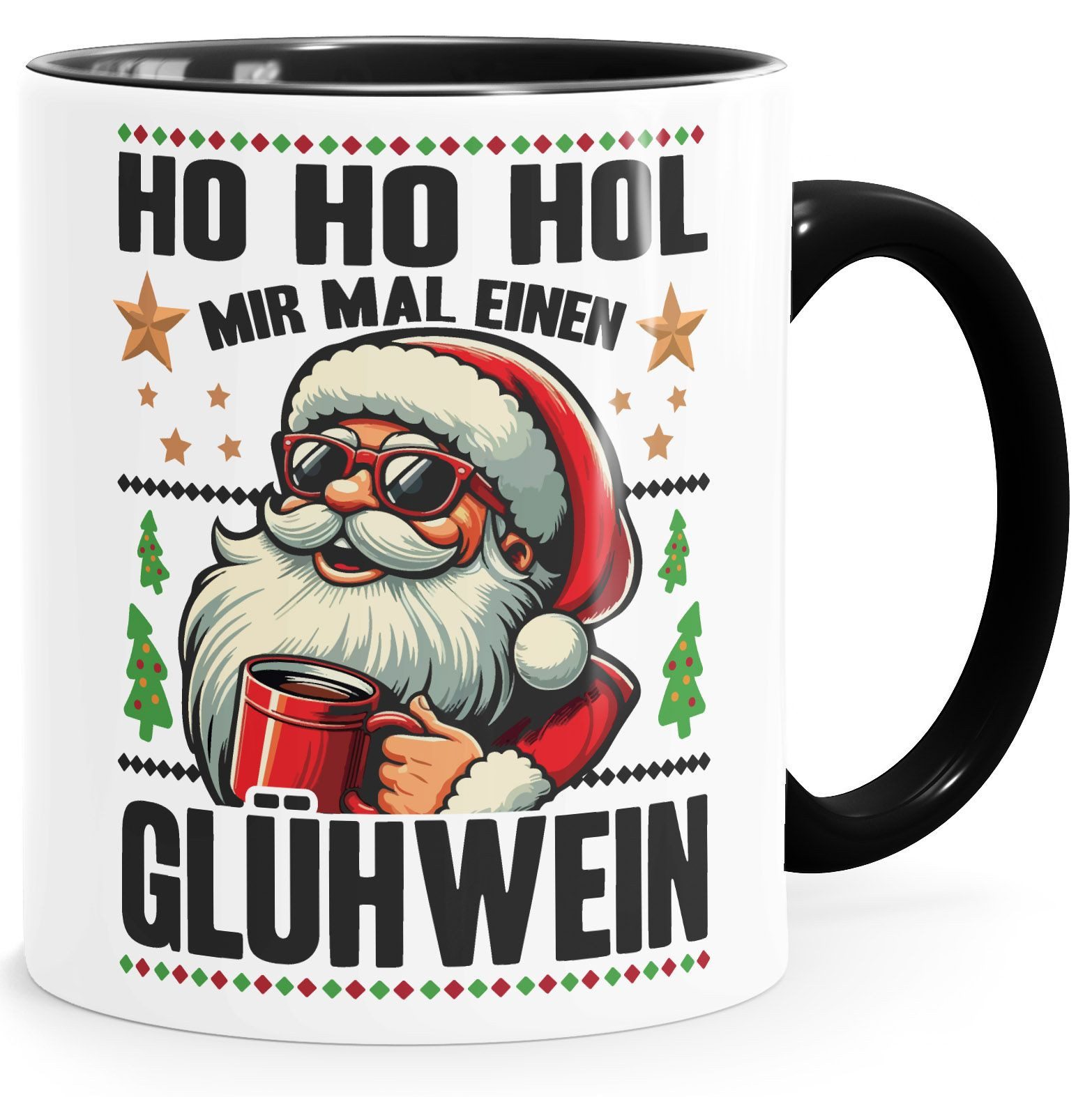 MoonWorks Tasse Tasse Weihnachten Spruch Glühwein Santa Weihnachtsmann Geschenkidee, Keramik