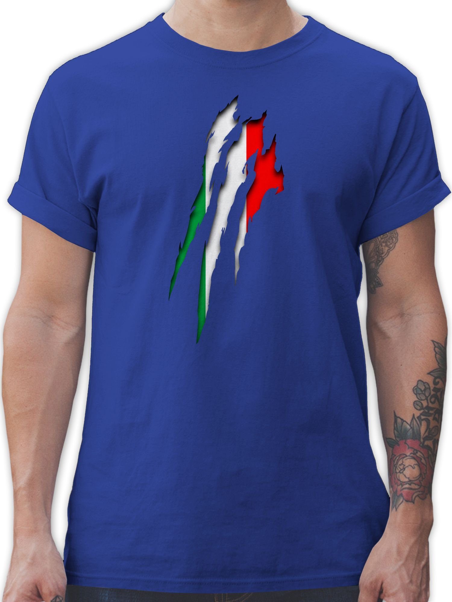 Shirtracer T-Shirt Italien Krallenspuren Länder Wappen 1 Royalblau