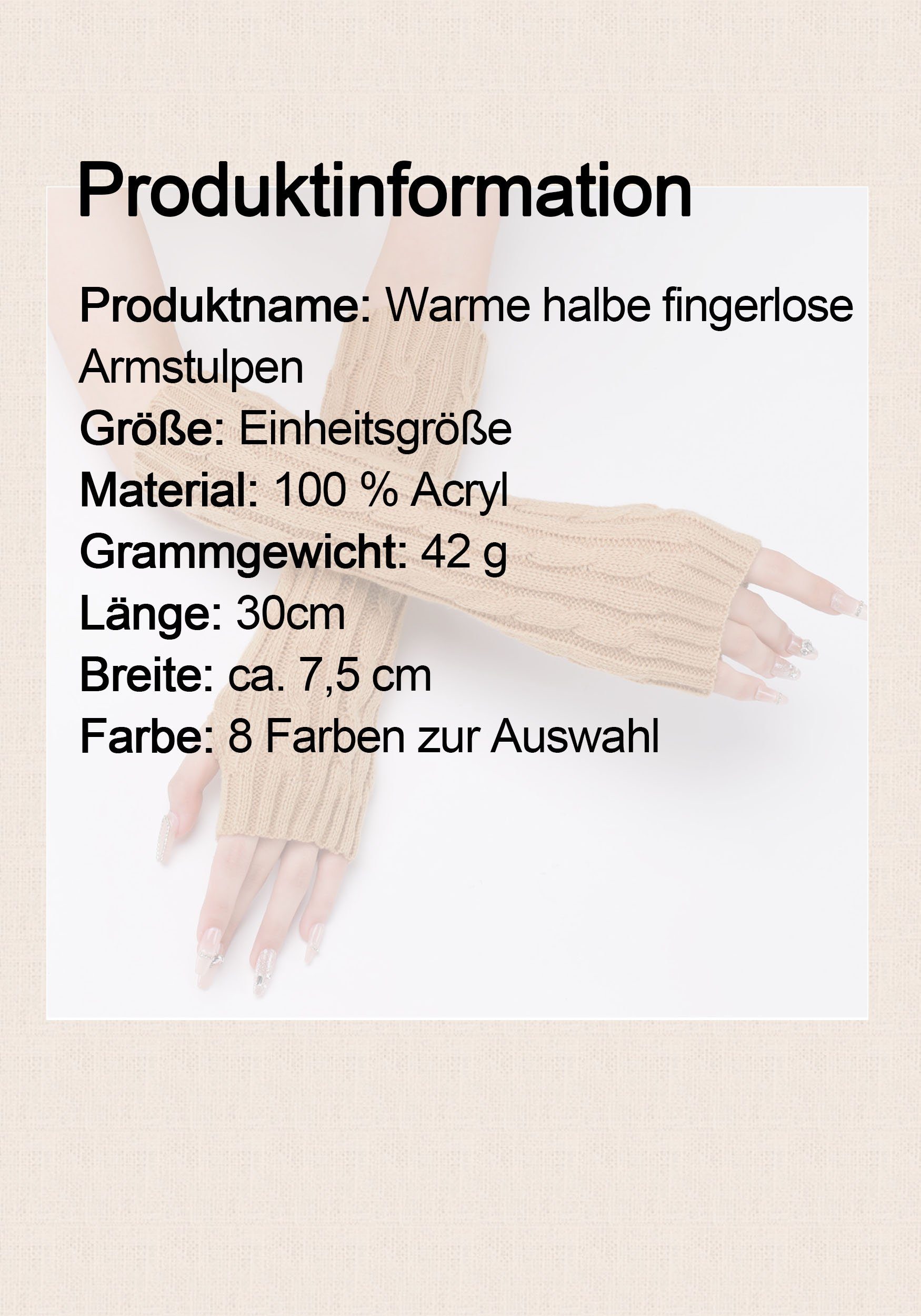 MAGICSHE Dehnbare Fingerlose Daumenloch 2 Braun Strickhandschuhe Handschuhe Armwärmer Paar Stricken