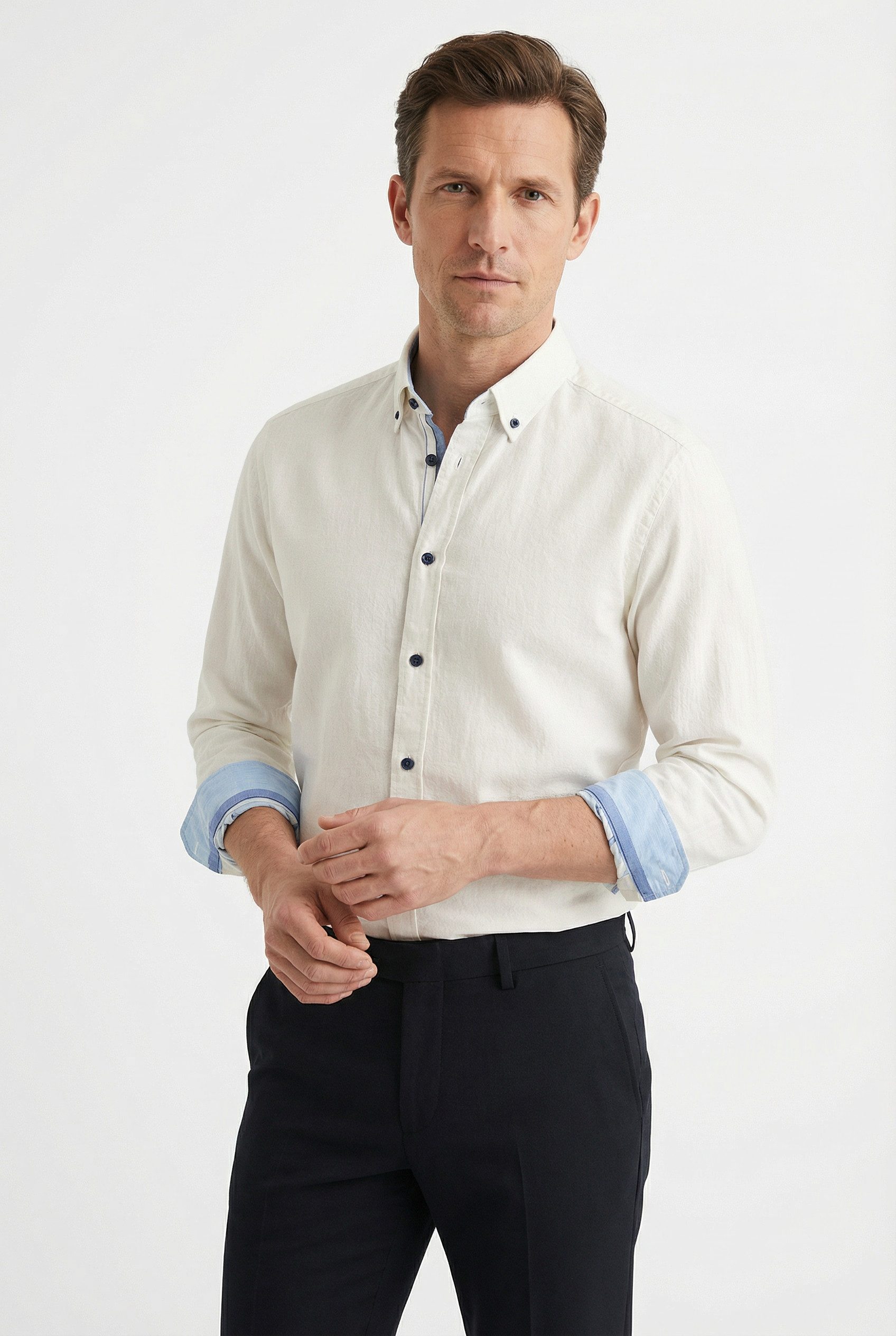 OLYMP Langarmhemd Regular Fit, Businesshemd, Button-down-Kragen, Feincord
