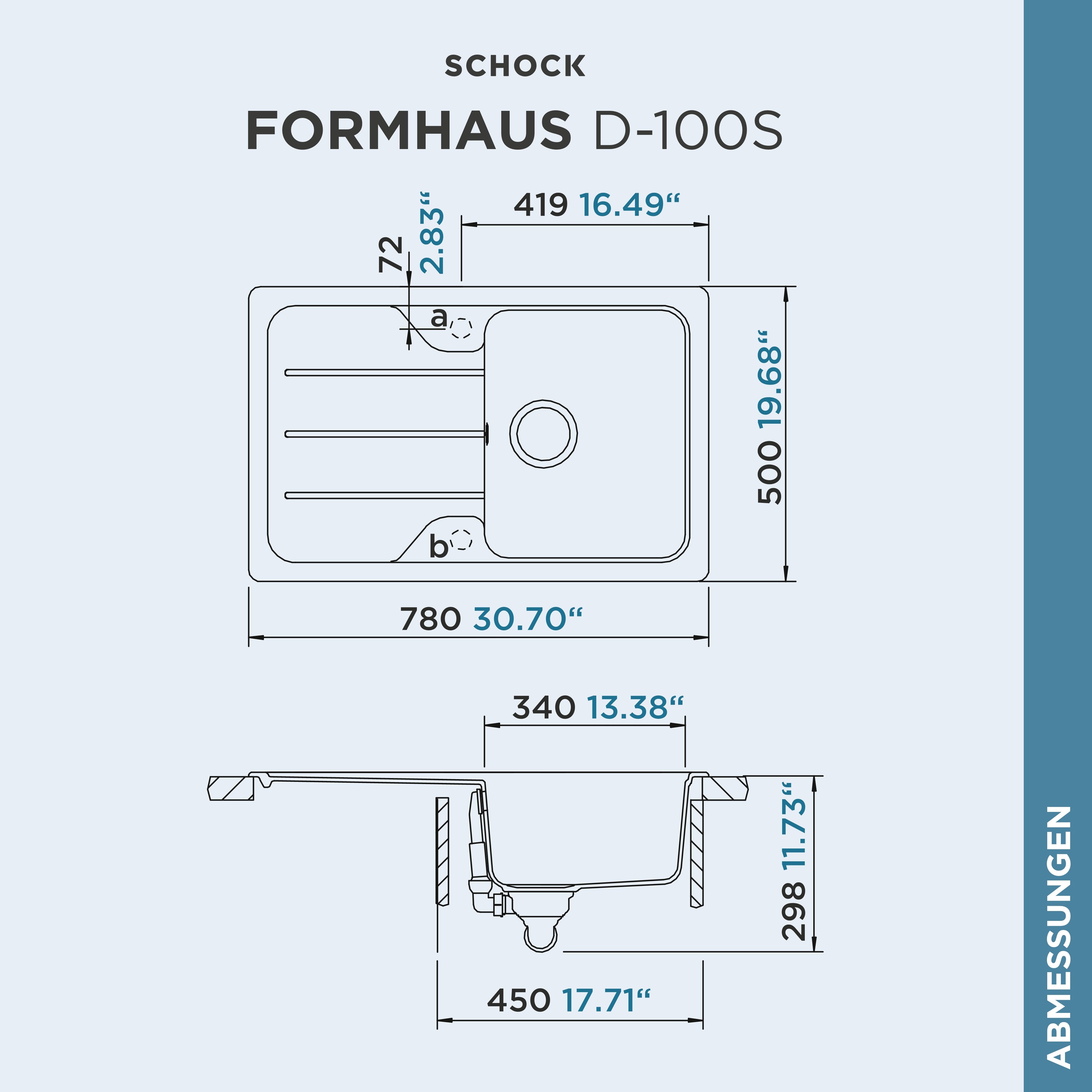 Schock Granitspüle Formhaus Mini, rechteckig, 78/50 cm