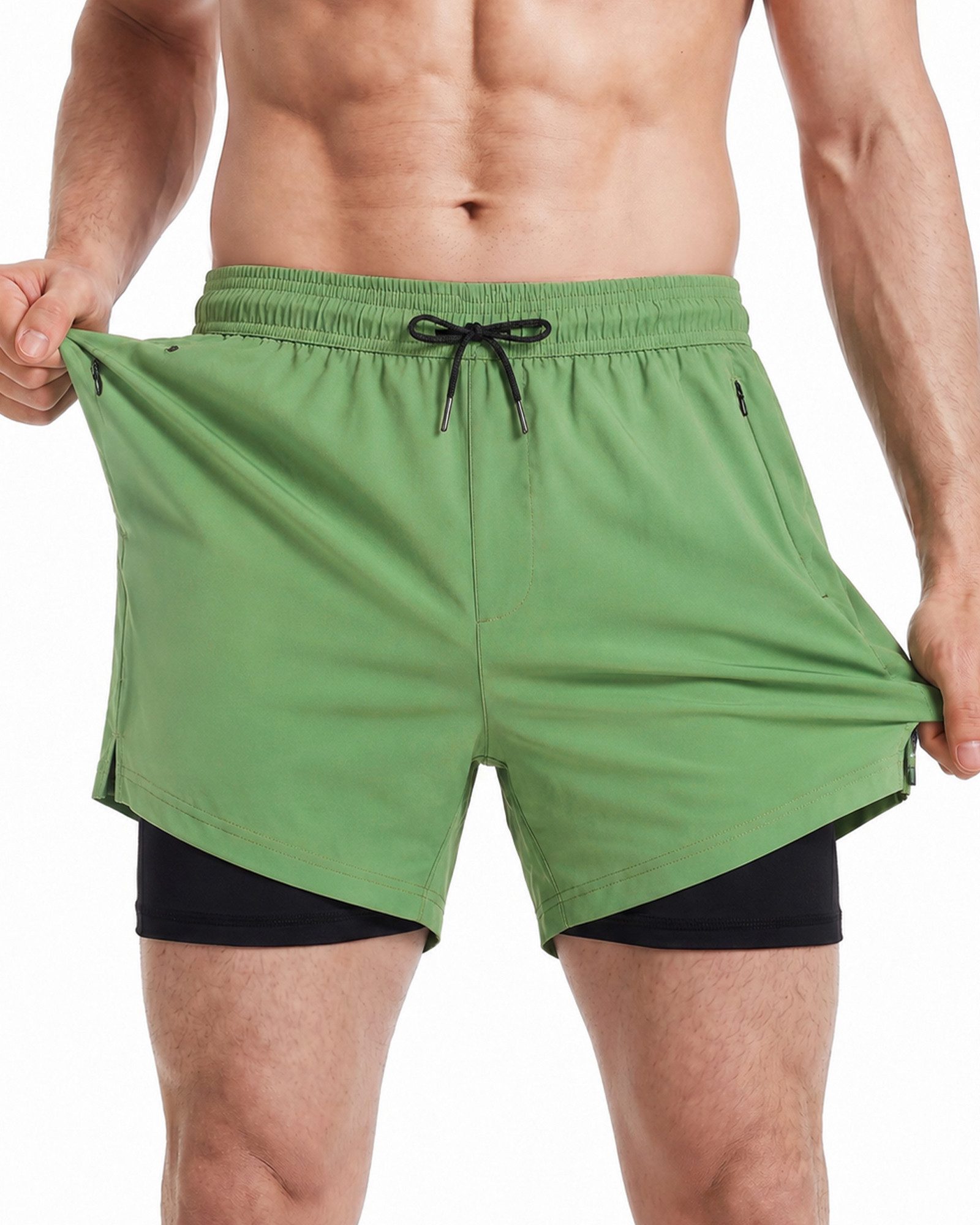 MaaMgic Shorts Herren Stretch kurze Hose Männer Badehose mit Reißverschlusstaschen (1-tlg)