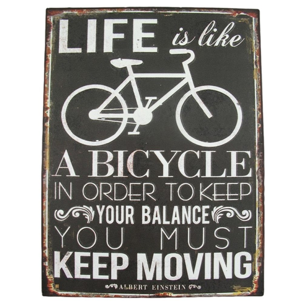 Metallschild Blechschild, Reklameschild, LIFE is like a Bicycle