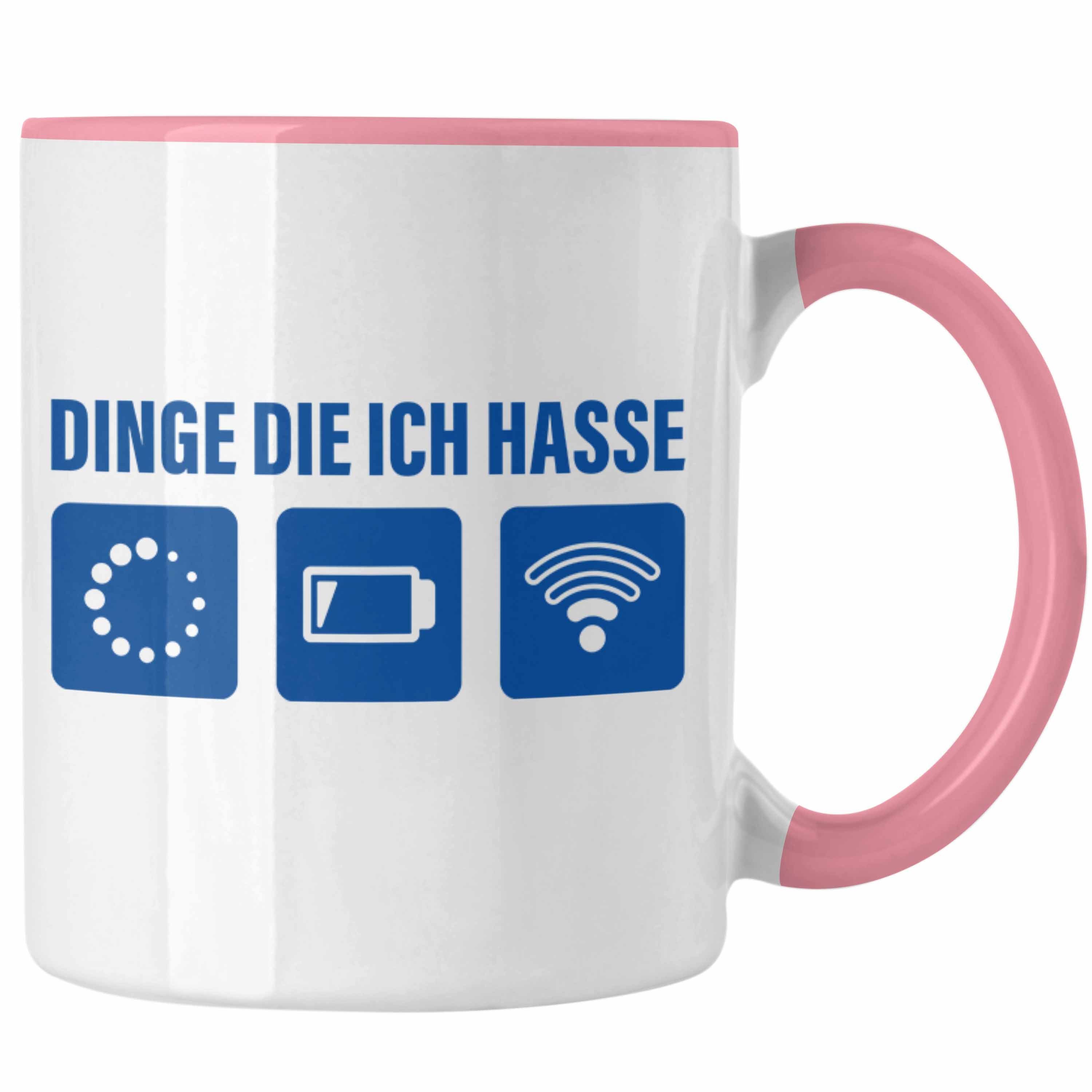 Trendation Tasse Trendation - Dinge Die Ich Hasse Tasse Lustige Nerd Kaffeetasse Wlan Akku Loading 5. 6. 7. Geburtstag Rosa