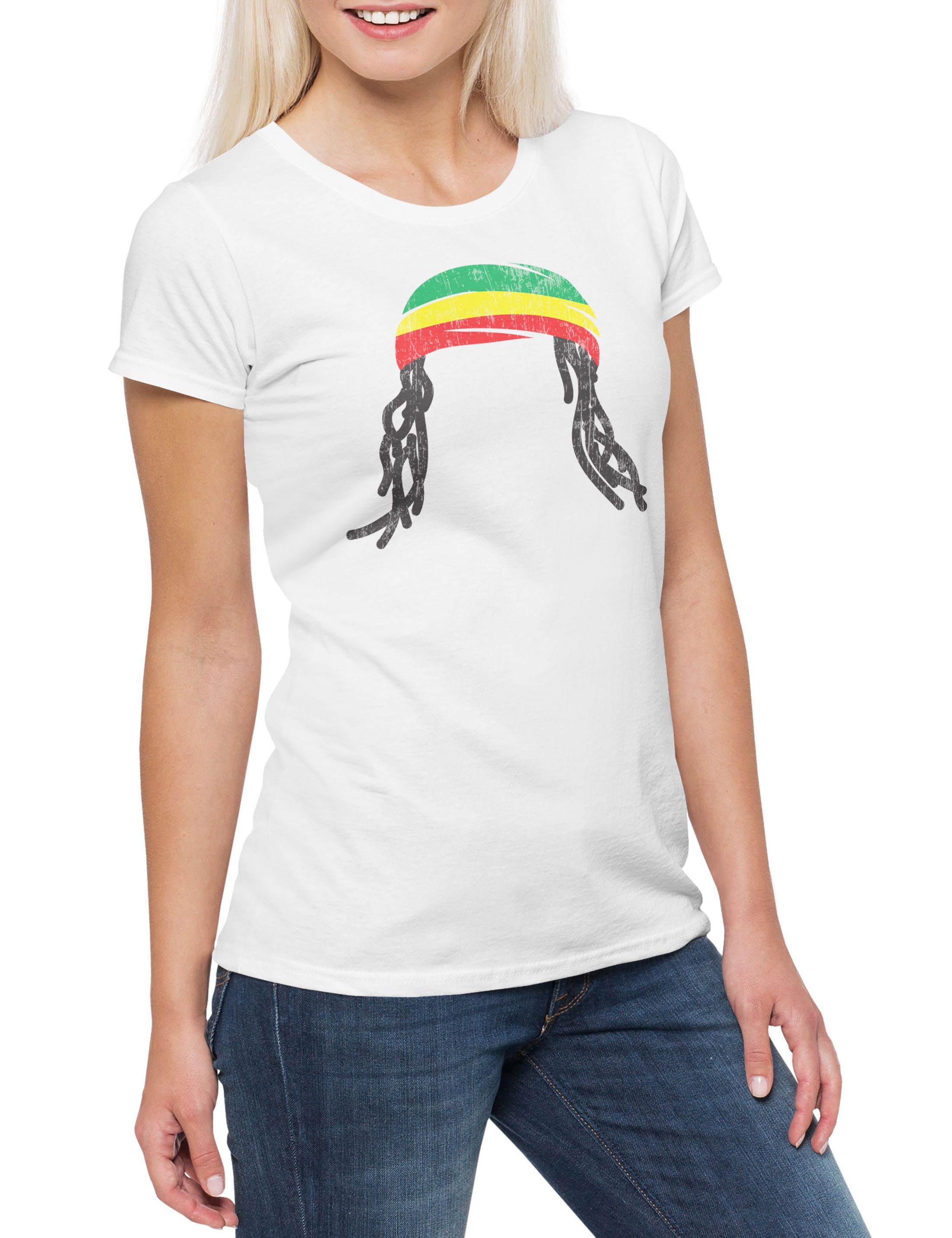 Print-Shirt Reggae Dreadlocks Damen T-Shirt Reggaefari Babylon Irie Jamaica