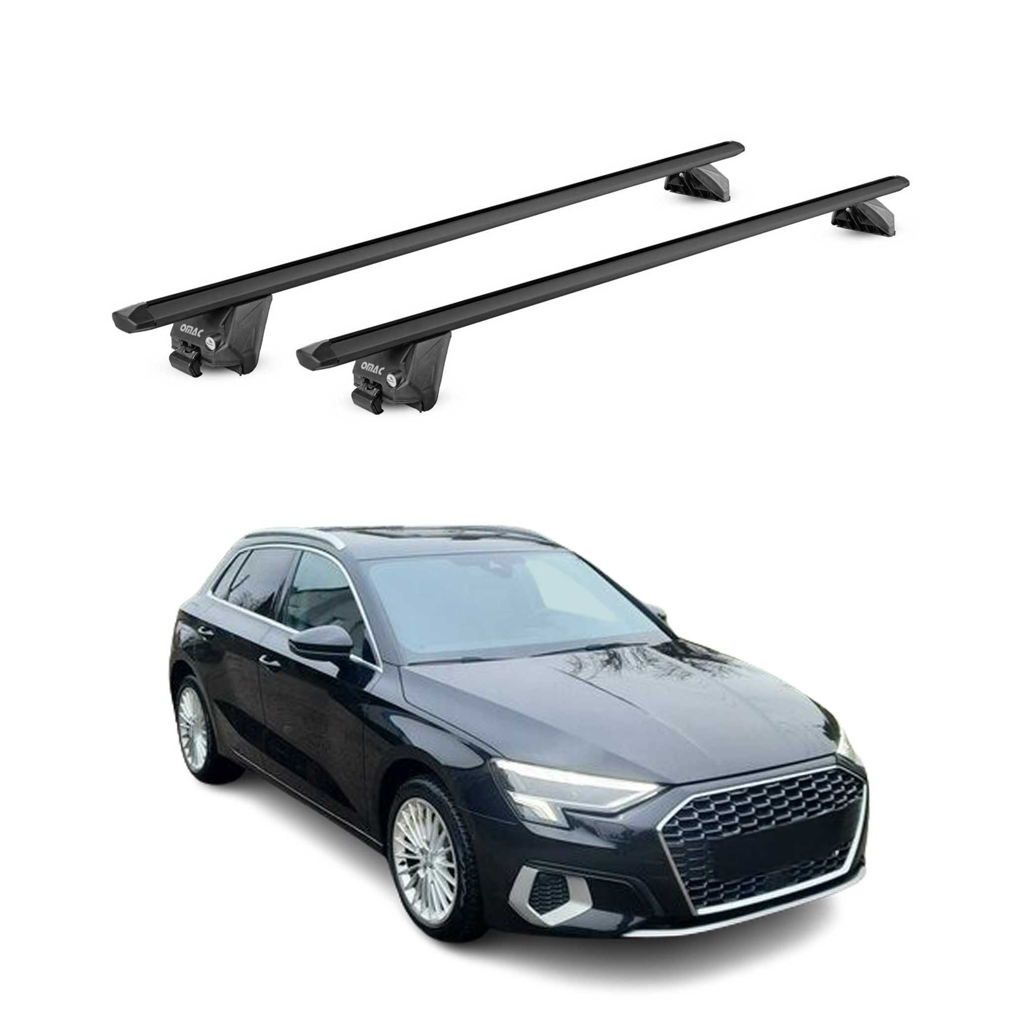 OMAC Dachträger für Audi A3 Sportback 8Y 2020-2025 Schwarz ABE 2x (2-St), Wasserbeständig,Abnehmbar,Multifunktional,Leichtgewichtig