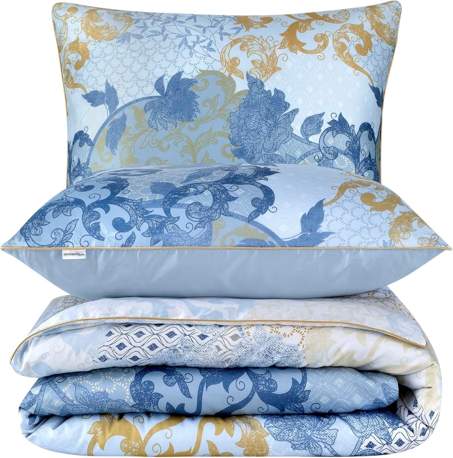 Aymando Bettwäsche Merissa, 100% Baumwolle Mako Satin, 3 teilig, Saum und R günstig online kaufen