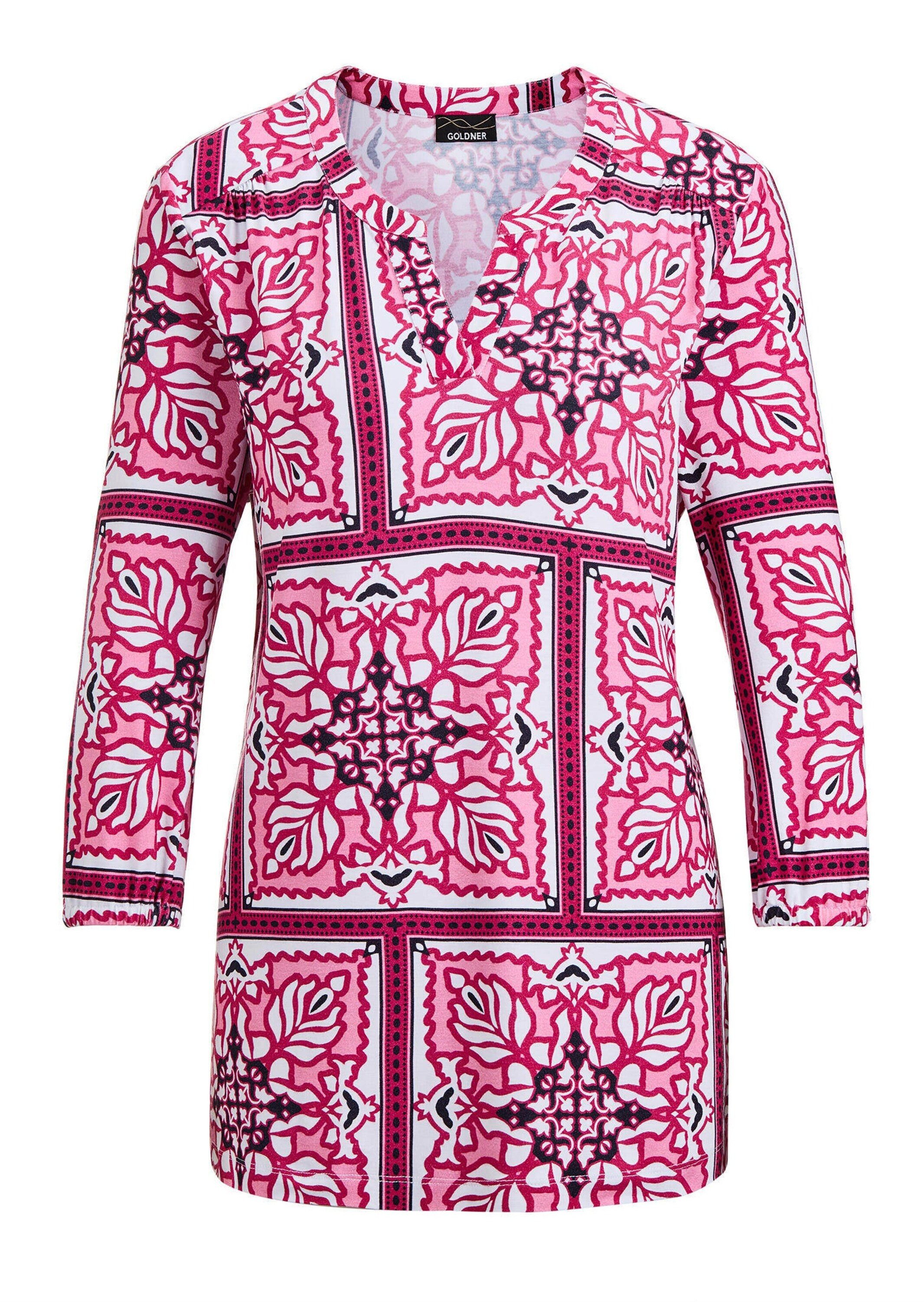 Schlupfbluse Kurzgröße: Bluse mit Muster, Halbarm