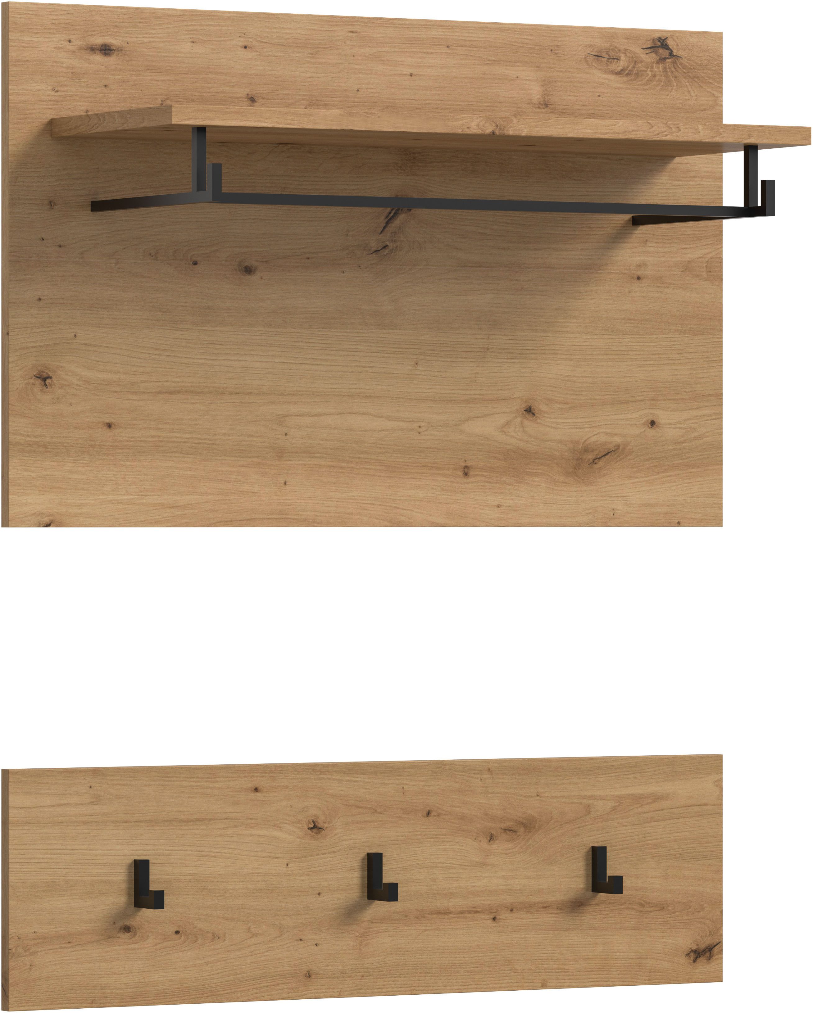 Home affaire Garderobenpaneel REHAT, TOPSELLER!, 2-teilig, bestehend aus: Paneel & Hakenleiste (1 St., in verschiedenen Farben erhältlich), Paneel, Hakenleiste, Wandboard, Garderobe, Garderobenleiste