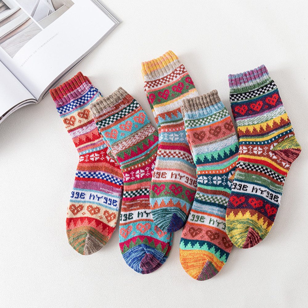 Blusmart Freizeitsocken 5-teiliges Sockenset im Ethno-Stil günstig online kaufen