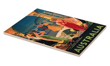 Posterlounge Holzbild Vintage Travel Collection, Australien (englisch), Vintage Illustration