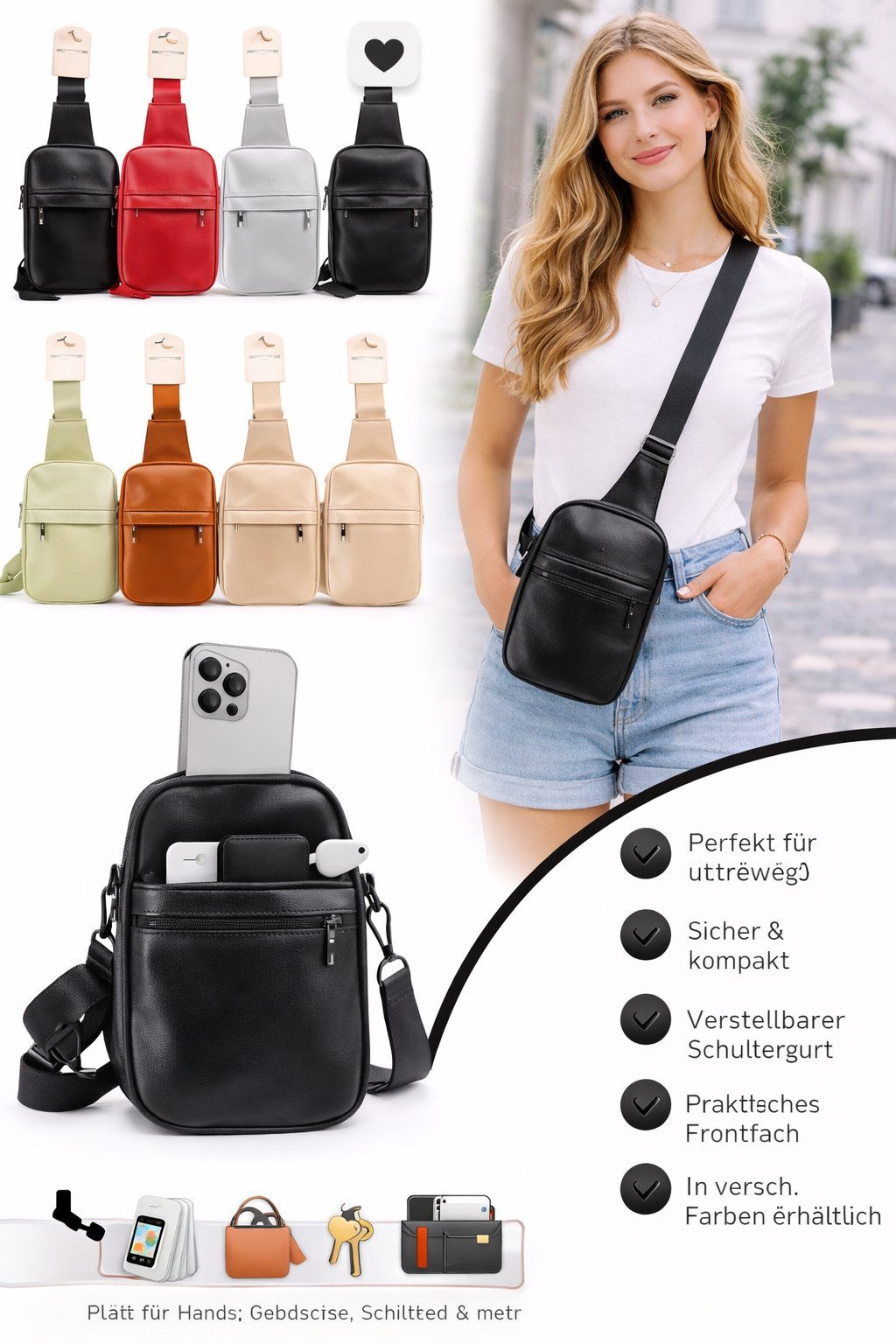 Antonio Handytasche Antonio Umhängetasche Handy Bag Handytasche verschiedene Farben