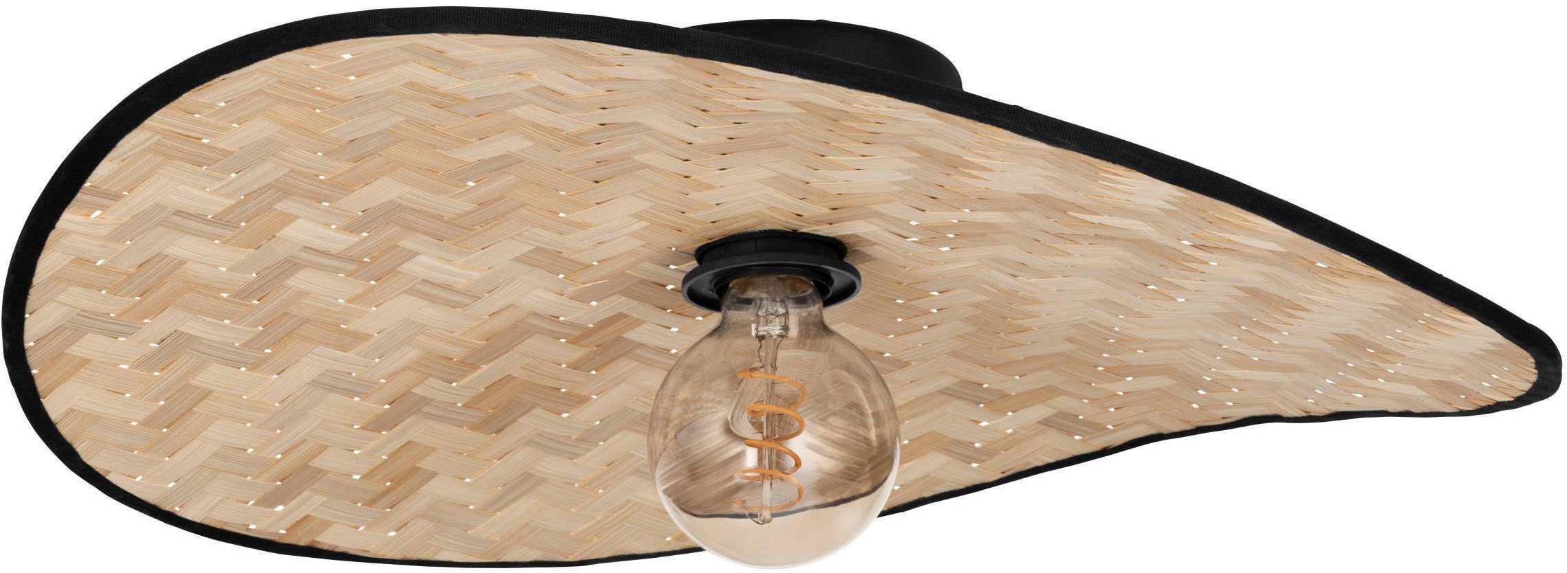 EGLO Deckenleuchte Marywell Deckenlampe, Wohnzimmerlampe Japan-Stil aus Metall und Bambus, ohne Leuchtmittel, Wand-/Deckenleuchte - L50 x B34,5 x H16,5 cm - schwarz - 1X40W exkl.