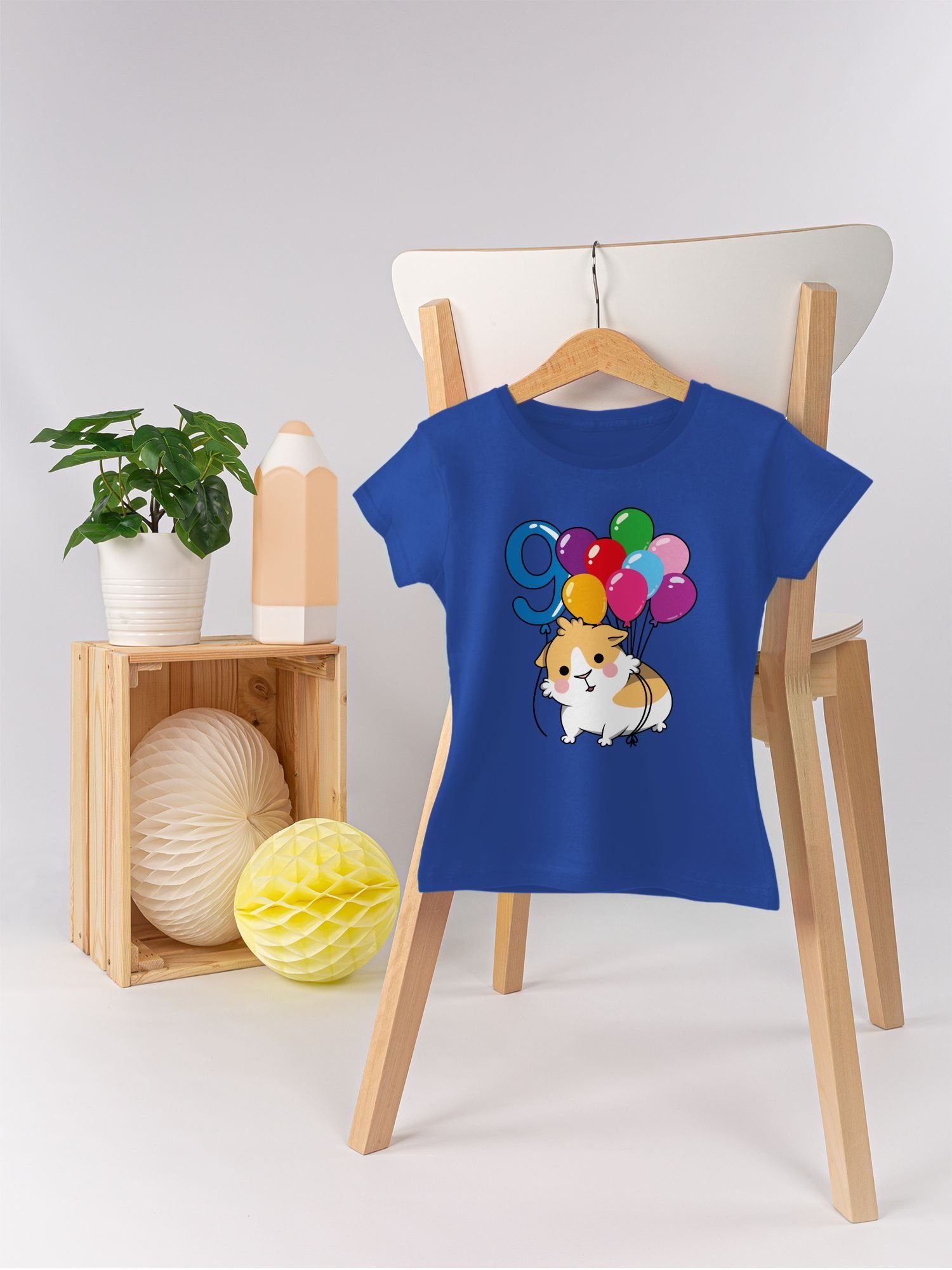 Meerschweinchen 3 Geburtstag T-Shirt Royalblau Shirtracer 9. Neun