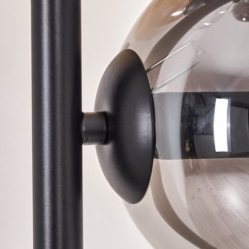 hofstein Stehlampe Stehlampe aus Metall/Glas in Schwarz/Klar/Rauch-/Bernsteinfarben, ohne Leuchtmittel, Leuchte, Schirme aus Glas (15cm),Schalter, 5 xE14, ohne Leuchtmittel