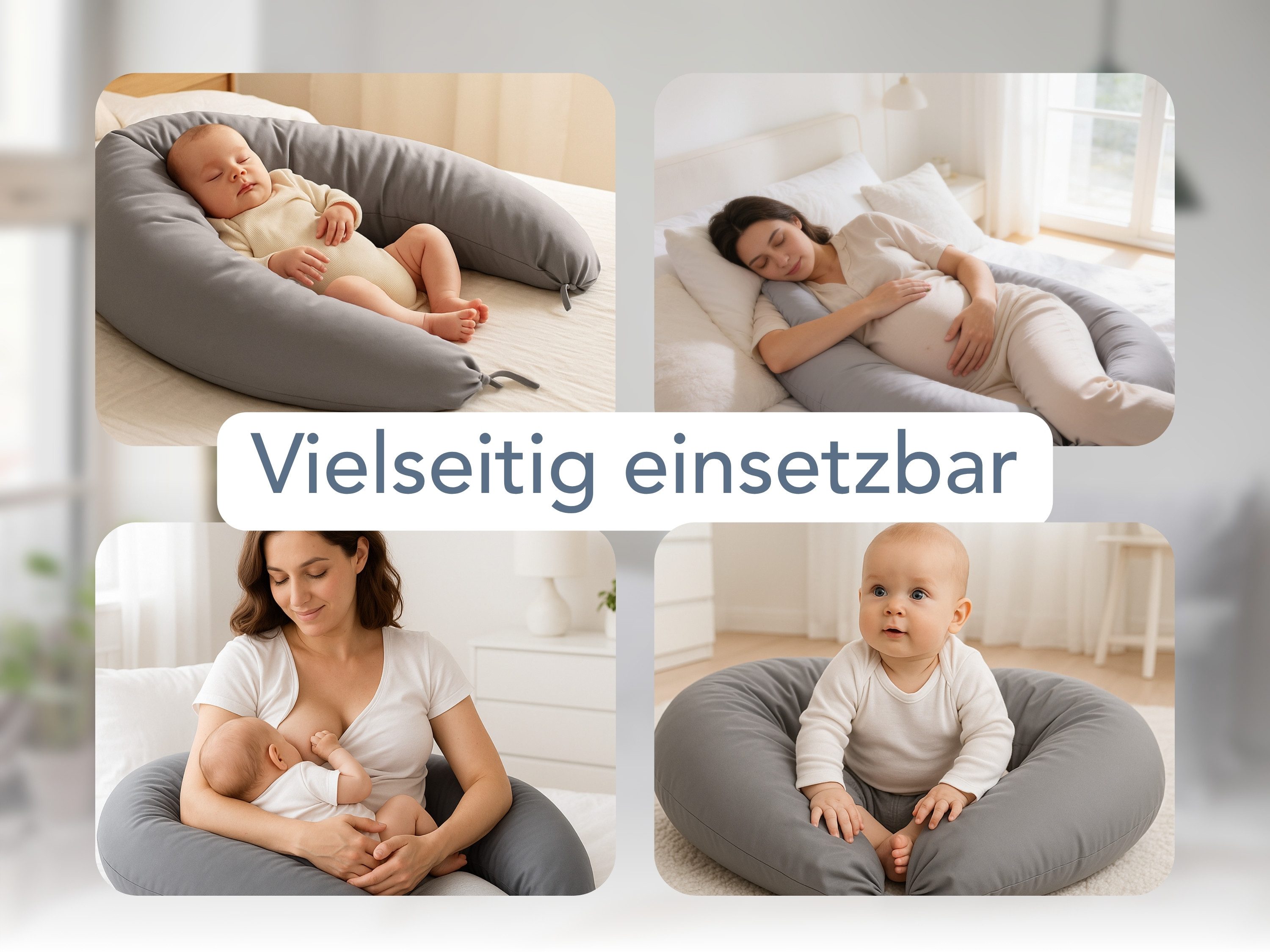 XDREAM Stillkissen Schwangerschaftskissen, Lagerungskissen, mit weichem Microfaserbezug, 1-tlg., XXL Stillkissen, Seitenschläferkissen mit Bändern zum Knoten, 1 – Bild 4 von 5
