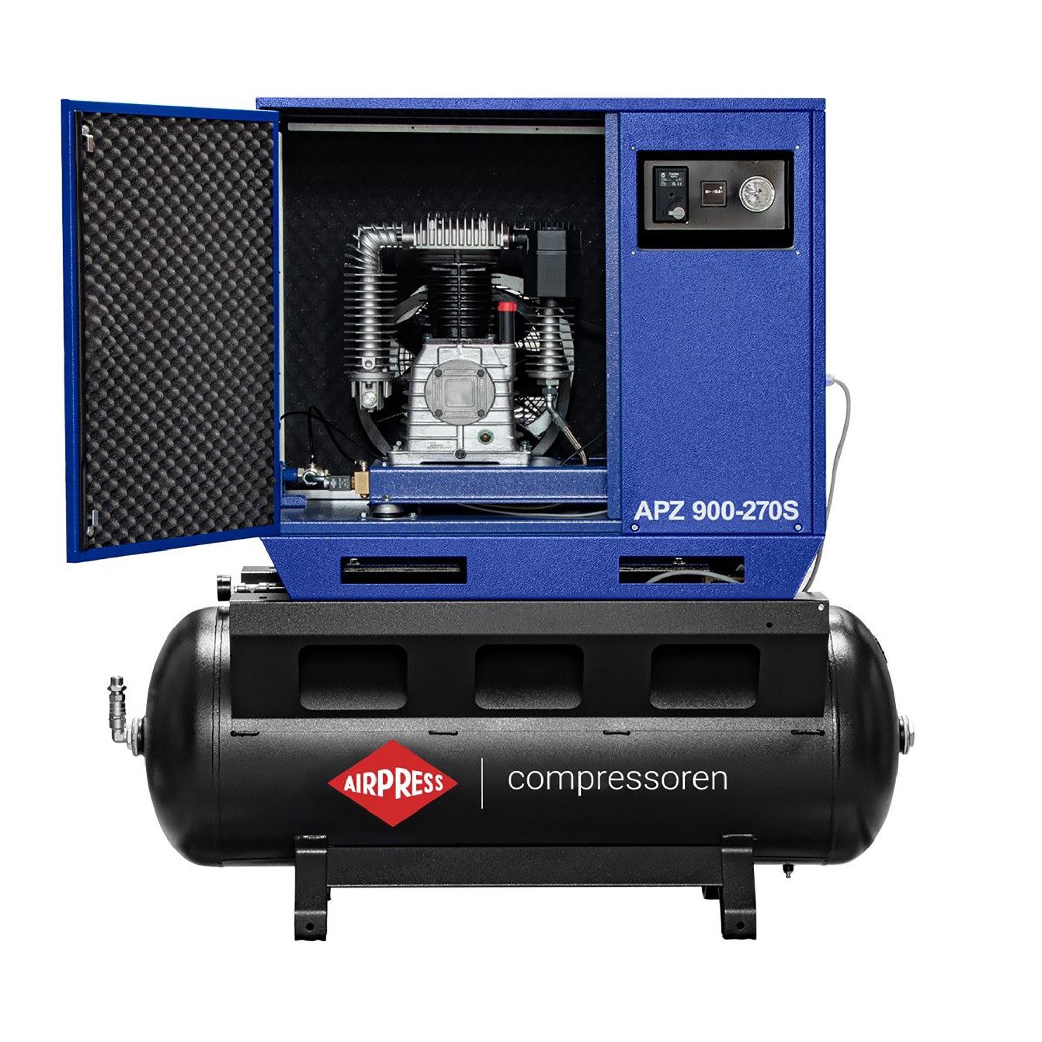 Airpress Kompressor Flüsterkompressor APZ 900-270S 10 bar 270L K30 7.5 PS 611 l/min, max. 10 bar, 270 l, sehr leise