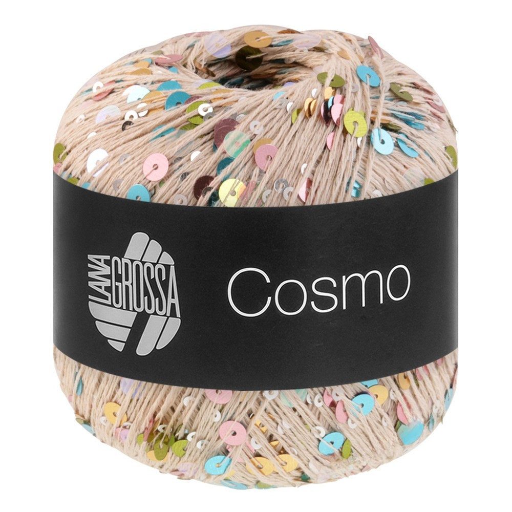 LANA GROSSA COSMO Häkelwolle, 260 m (Beilaufgarn aus Baumwolle mit großen und kleinen Pailletten), 100 g
