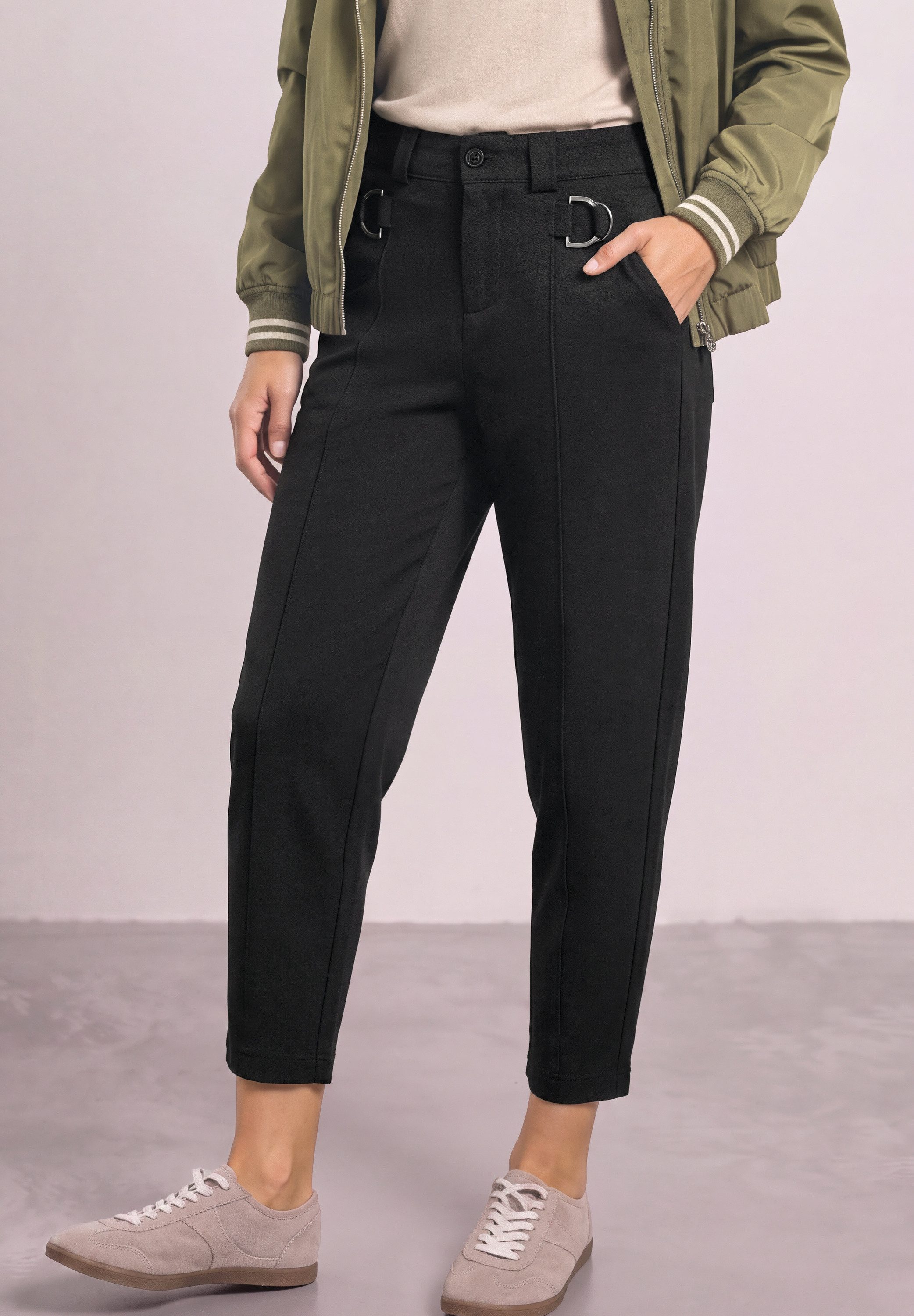 STREET ONE Stoffhose mit Schnallen