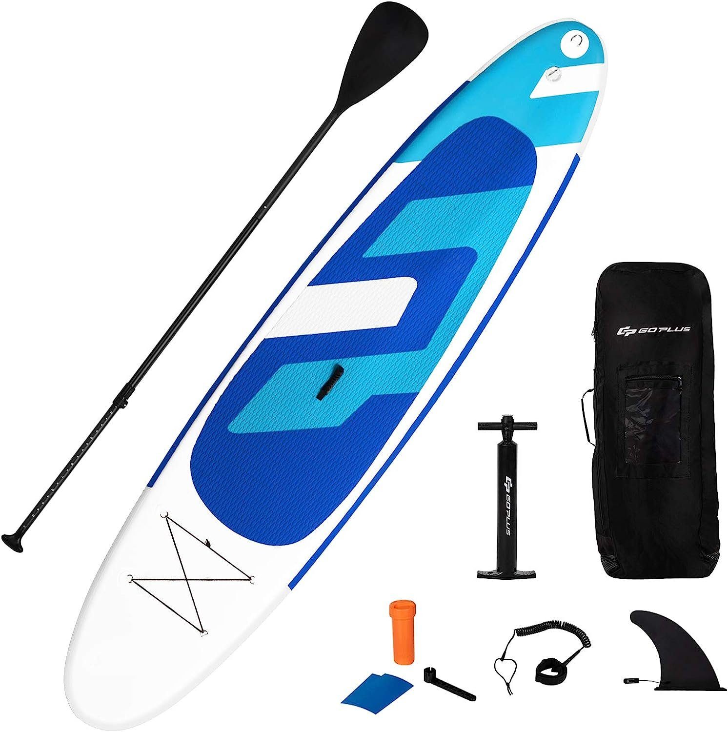 KOMFOTTEU SUP-Board Stand Board, 305/335x76x15cm Up blau+weiß Paddling