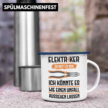 Trendation Thermotasse Trendation - Elektriker Emaille Tasse Spruch Männer Geschenk Lustig Gadget Geschenke Kaffeebecher