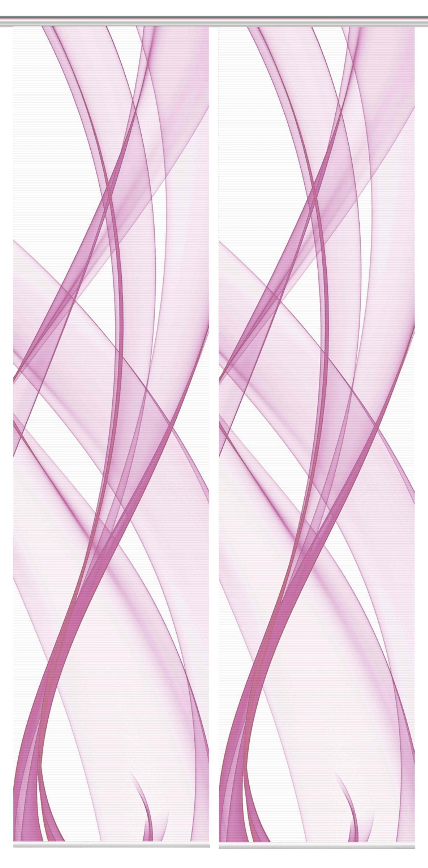 Vision S Schiebegardine PACOLIA Schiebegardine, halbtransparente, 260x60 cm, grau, Wellenmotiv (2 St), 100% Polyester