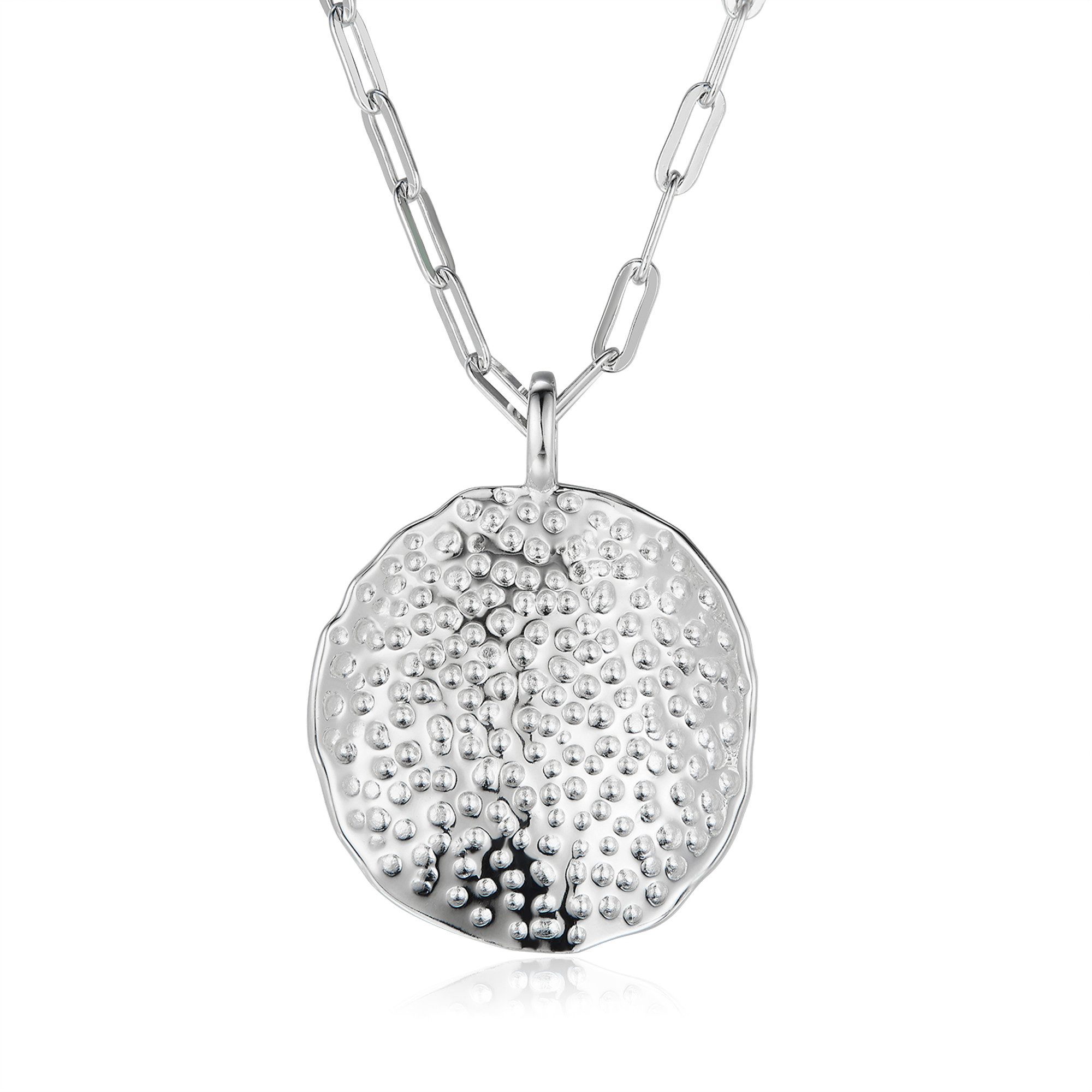 Kette mit Anhänger Silberkette 55cm lang Gliederkette mit Anhänger rund mit Muster