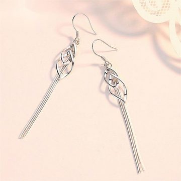 LENBEST Paar Ohrhänger 925 Sterling Silber Tropfen Baumeln Schlangenkette Ohrringe (2-tlg), Hypoallergen Hängeohrringe