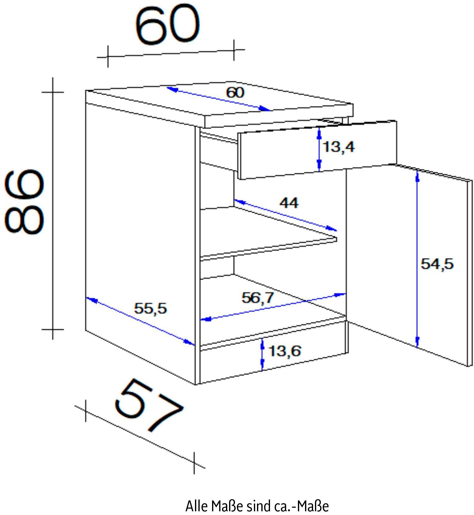 Flex-Well 60 x x Antigua T) 86 H Unterschrank 60 x cm (B x