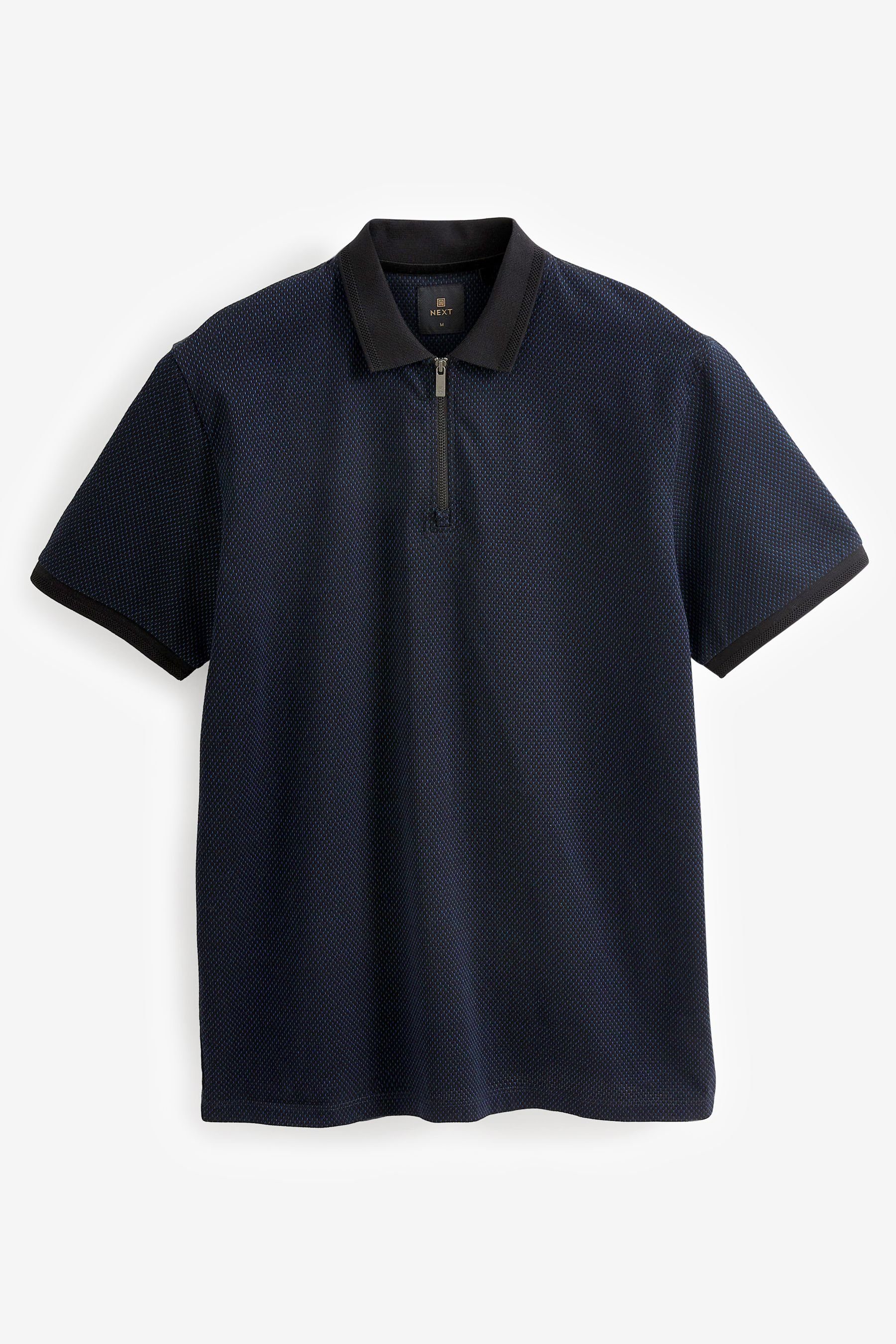 Next Poloshirt Strukturiertes Polo-Shirt (1-tlg) Blue/Black