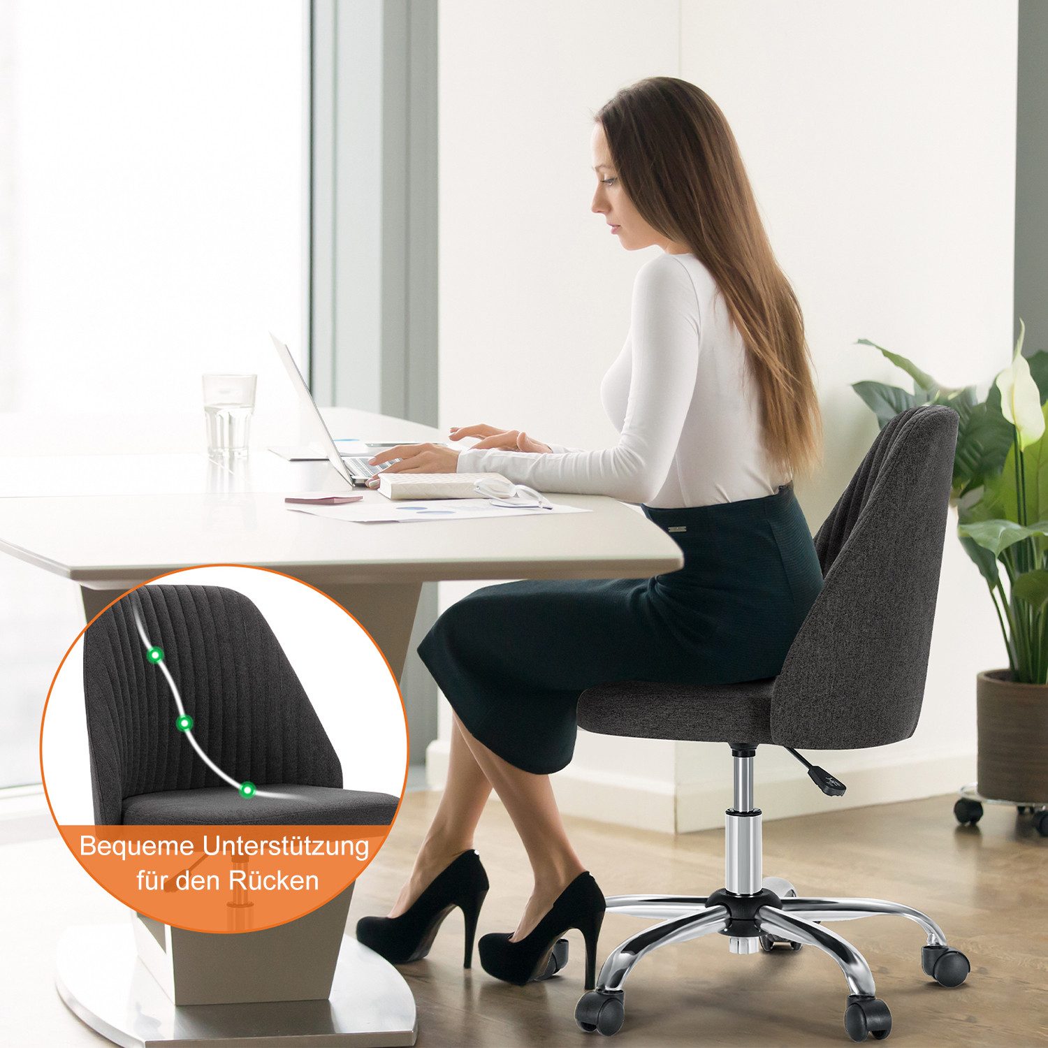 DUMOS Bürostuhl ergonomischer ohne Armlehnen Schreibtischstuhl günstig online kaufen