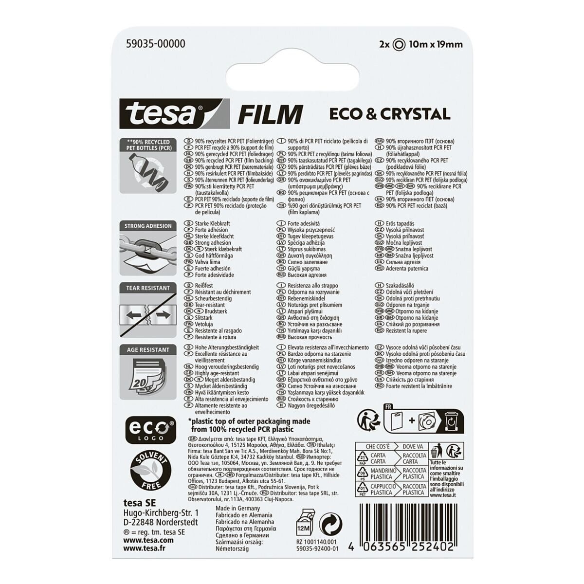 tesa Klebeband ECO & CRYSTAL (2-St) 19 mm / 10 m, transparent