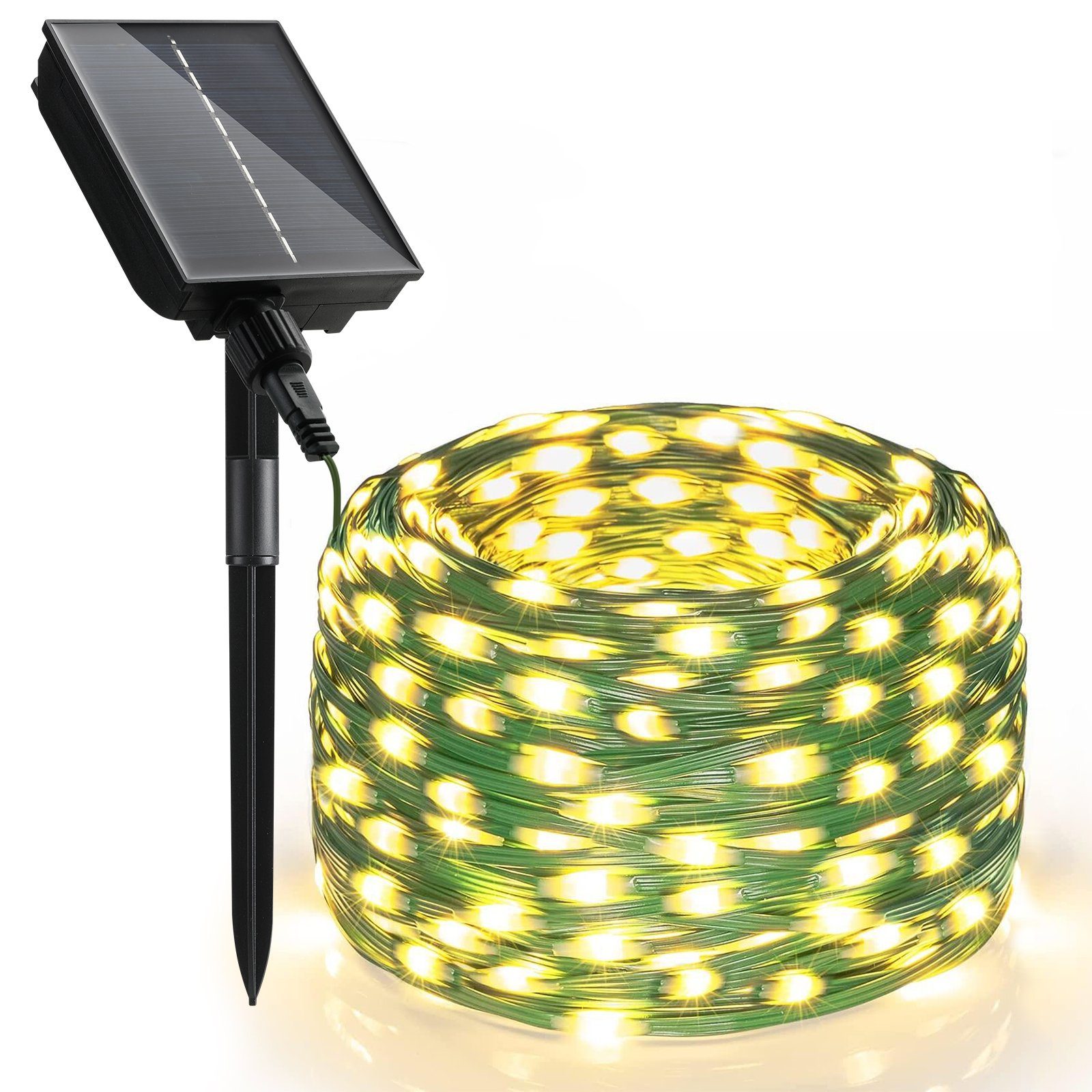Tageslichtweiß, Warm, 30M Batterie, wechselbar, mit Solar Solarleuchte Gartenleuchte USB Elegear 300LEDs LED Laden LED