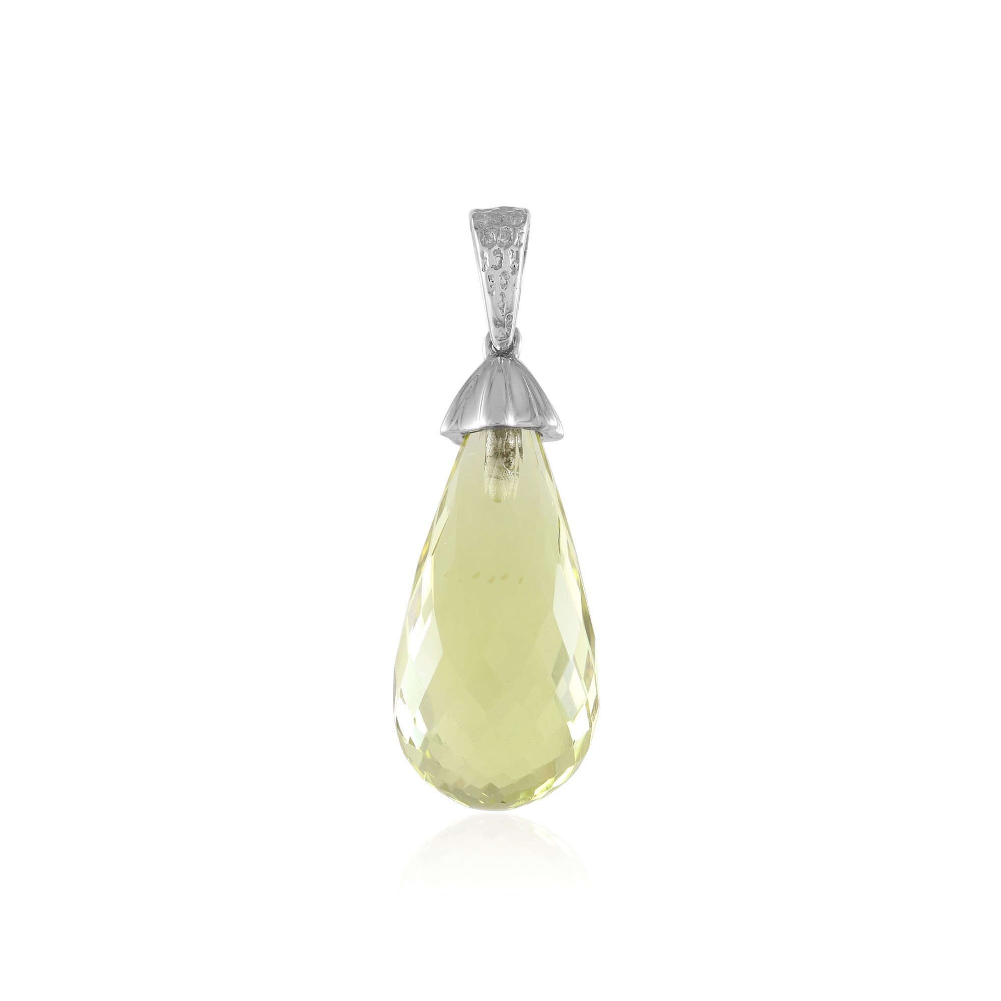 Cavill Kettenanhänger Limonen-Quarz Anhänger 10,87 ct, Tropfenform, 925er Silber platin (1-tlg)