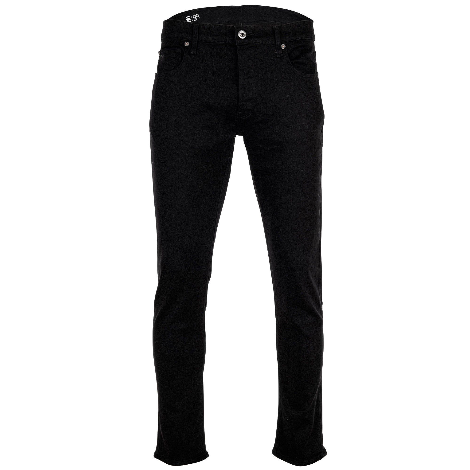 Regular-fit-Jeans Herren Jeans Baumwolle 3301 Slim Pitch Black