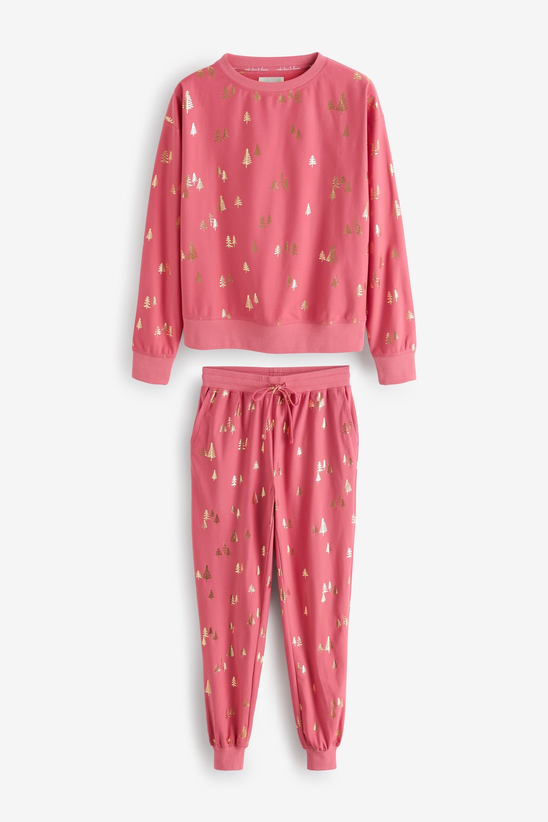 Next Pyjama Bequemer und superweicher Pyjama (2 tlg) Coral Pink Foil