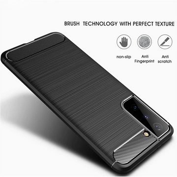 CoolGadget Handyhülle Carbon Handy Hülle für Samsung Galaxy S21 Plus 6,7 Zoll, robuste Telefonhülle Case Schutzhülle für Samsung S21+ 5G Hülle