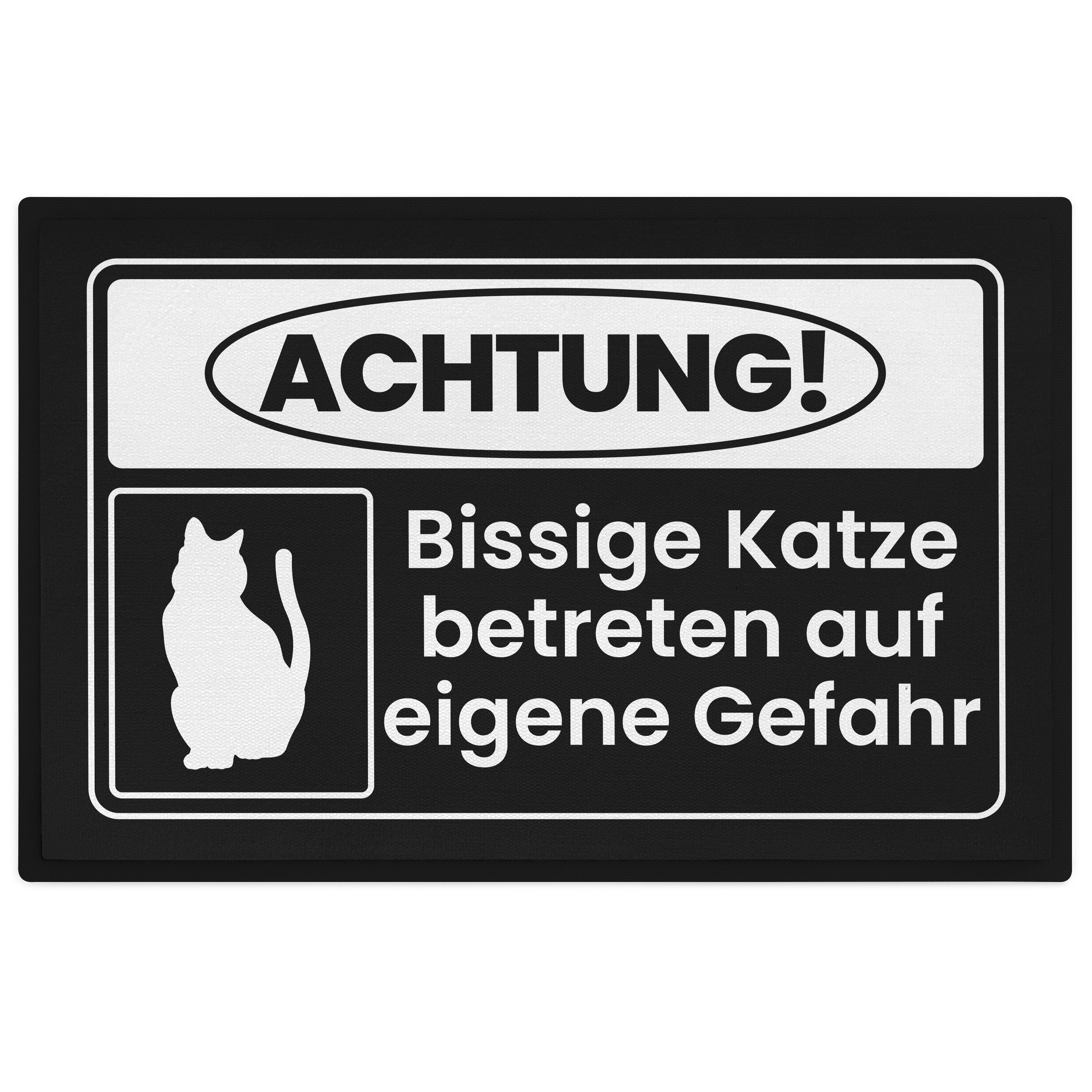 Fußmatte Achtung Bissige Katze Fußmatte Geschenk Katzenbesitzer Lustige Fussmat, Trendation