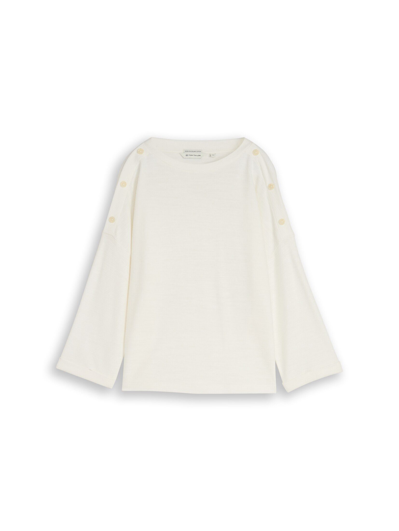 TOM TAILOR 3/4-Arm-Shirt T-Shirt (im Einserpack) Langarmshirt mit Knopf-Details