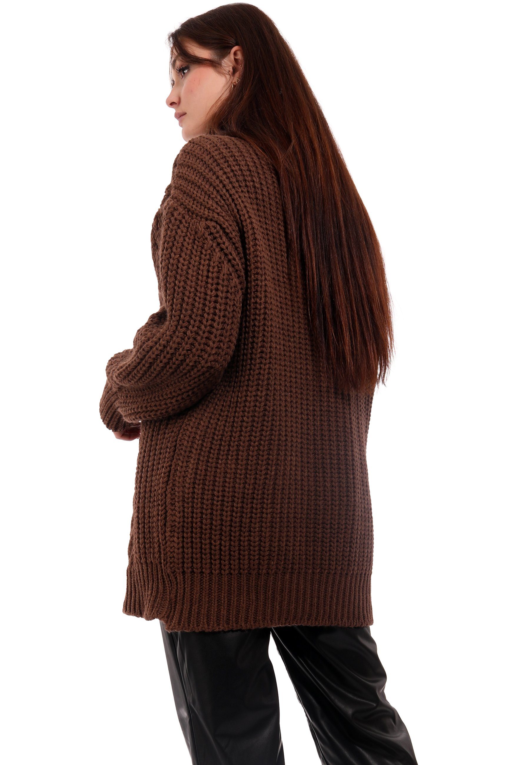 YC Fashion Zopfstrick mit und & Rollkragenpullover Style Grobstrick casual One (1-tlg) Pullover camel Size Rollkragen