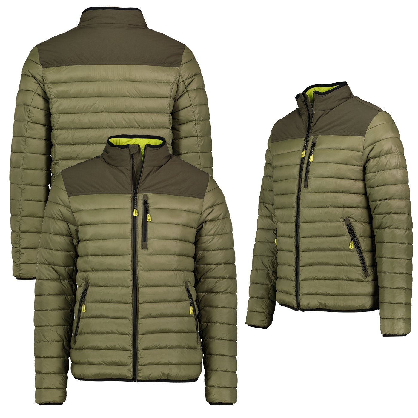 SUBLEVEL Steppjacke Herren Herbst Winter Jacke Steppjacke Kapuzenjacke Stehkragen Gesteppt Olive