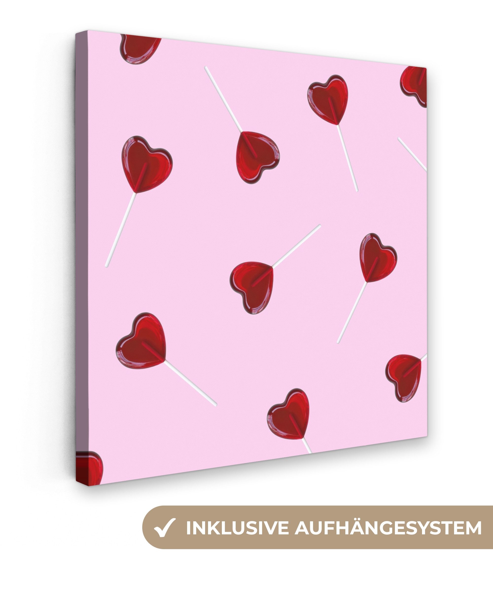 OneMillionCanvasses® Leinwandbild Rosa - Herz - günstig online kaufen