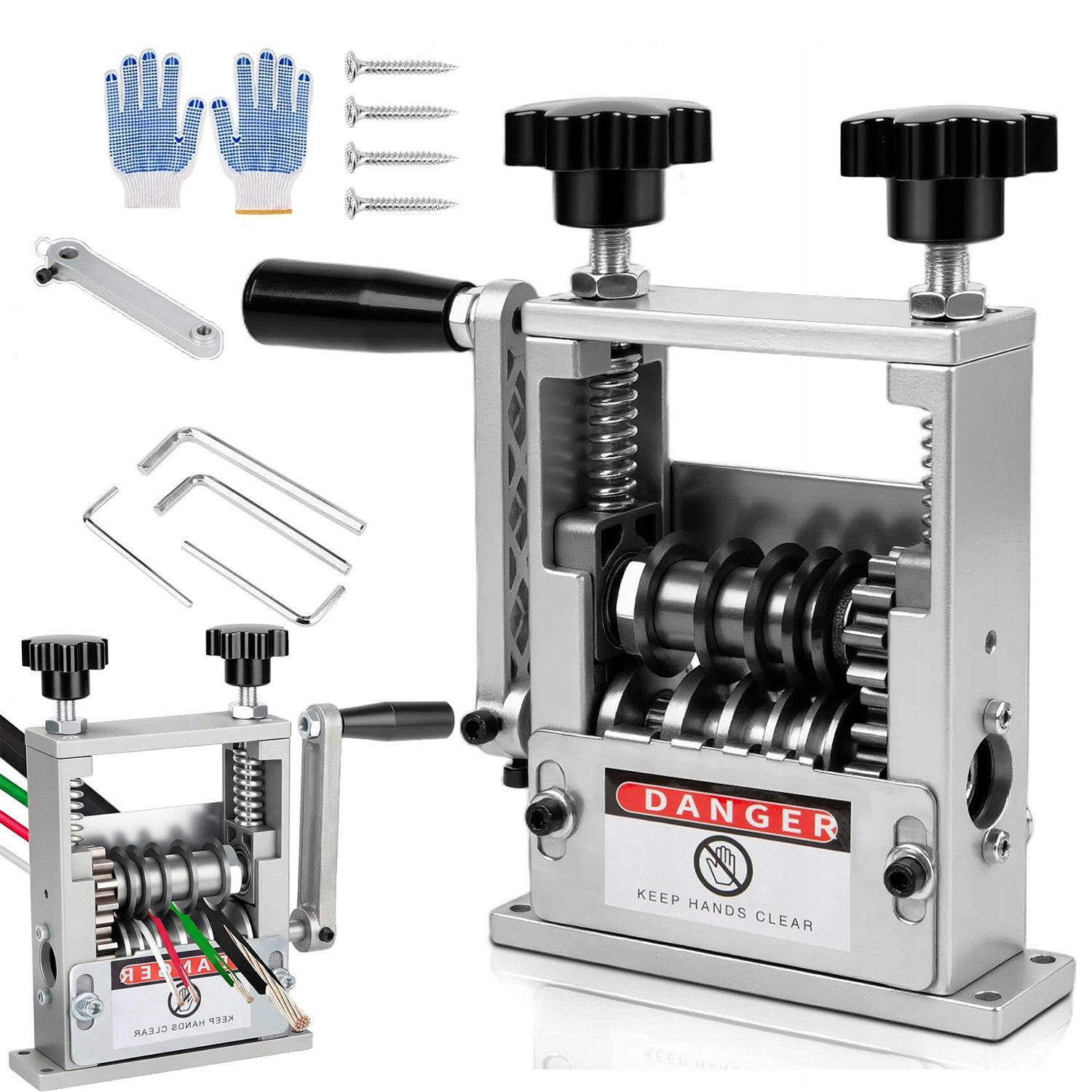 AKKEE Abisolierzange Kabelschälmaschine, Manuelle Kabelabisoliermaschine, mit 6 Kanälen und 5 Klingen, Kabel Abisolierer Maschine