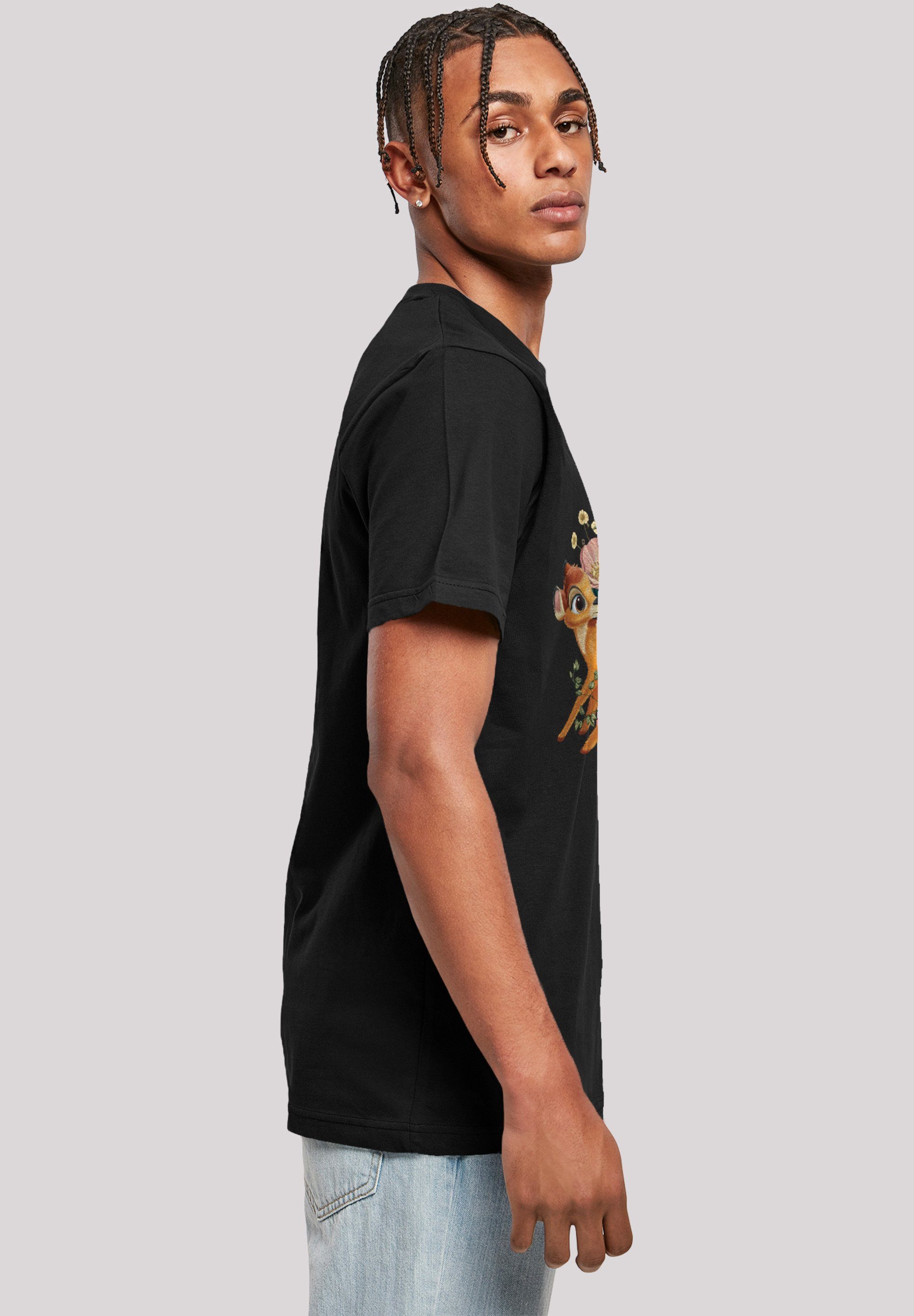 Merch,Regular-Fit,Basic,Bedruckt Disney T-Shirt F4NT4STIC schwarz Bambi Herren,Premium Meadow