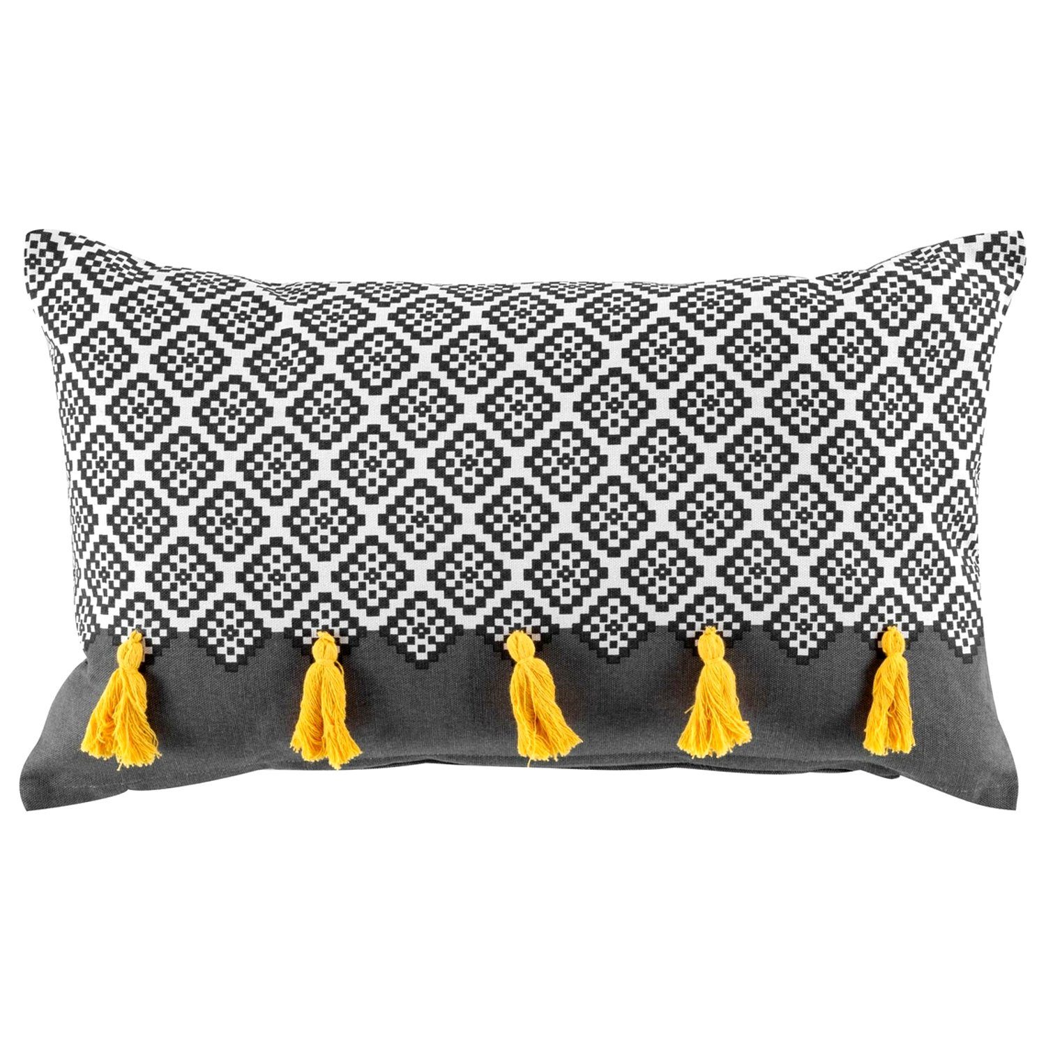 Macosa Home Dekokissen Deko-Kissen grau gelb 30x50 cm Baumwolle modern mit Reißverschluss, inkl. Füllung Sofakissen Dekokissen Zierkissen Couchkissen