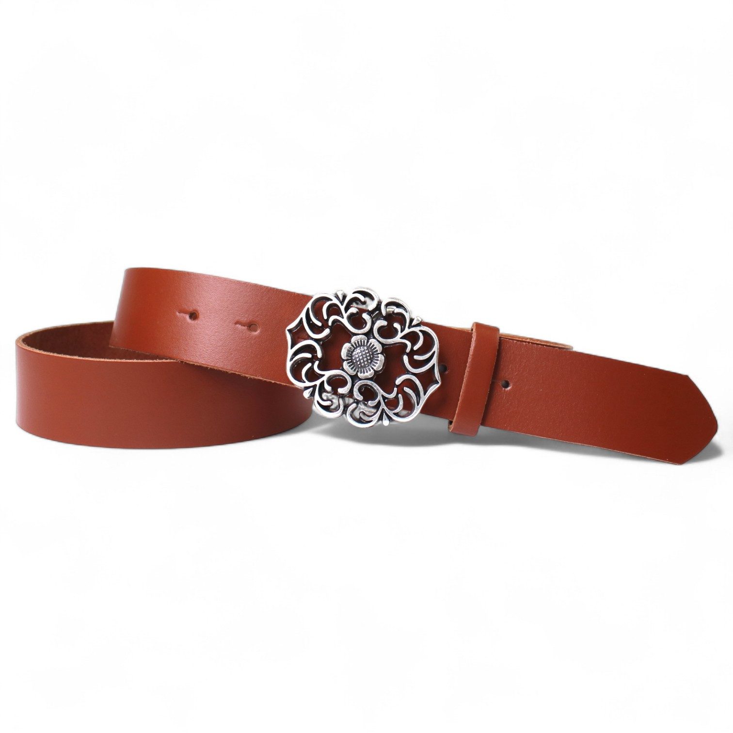FRONHOFER Koppelgürtel Damen Rindsleder (1-St) florale Schnalle, wechselbar