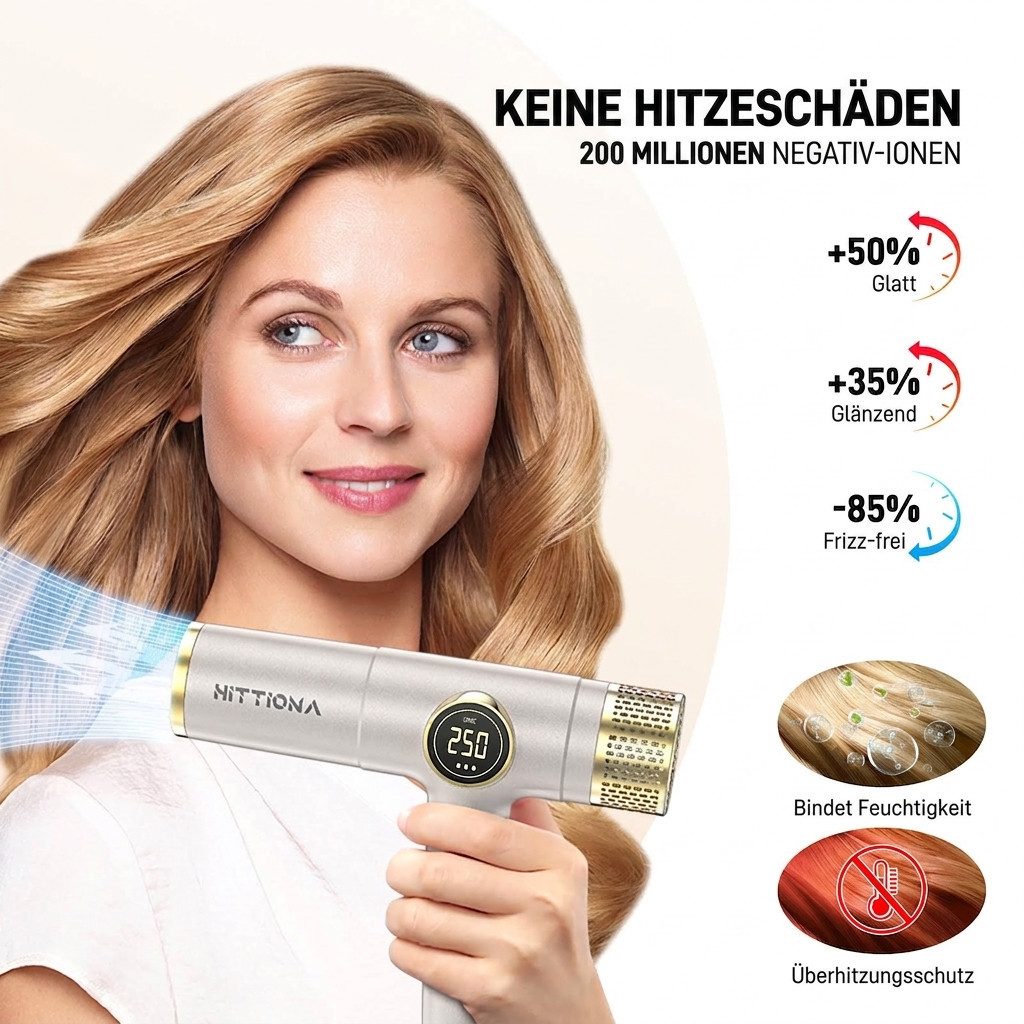 Rolipo Ionic-Haartrockner 200 Mio. Ionen-Haartrockner 2000W, 110.000 U/min, Multihaarstyler, 2000 W, Hairstyler, Reisespannung 100-240V, Überhitzungsschutz – Bild 2 von 5
