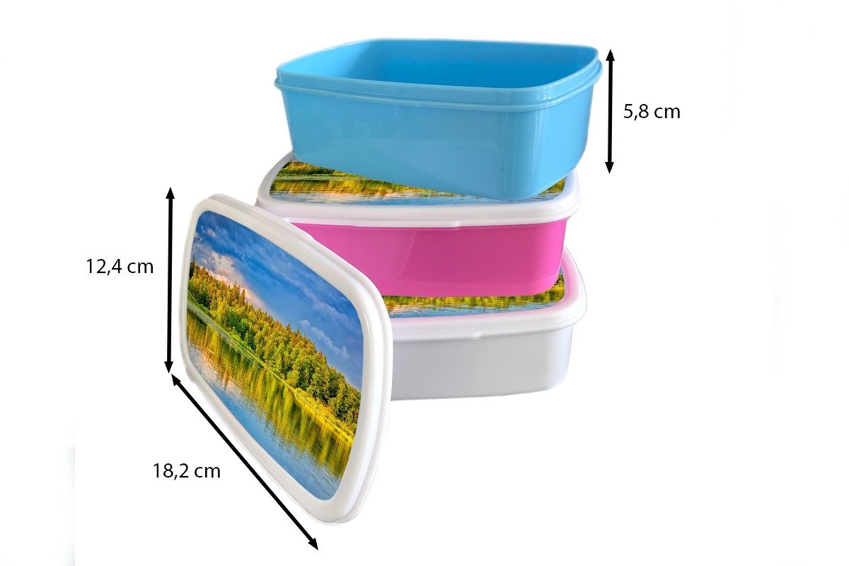 Erwachsene, Natur Wasser Brotdose Snackbox, Brotbox MuchoWow Mädchen, Lunchbox - (2-tlg), Kunststoff Kunststoff, rosa - für Kinder, Wald,