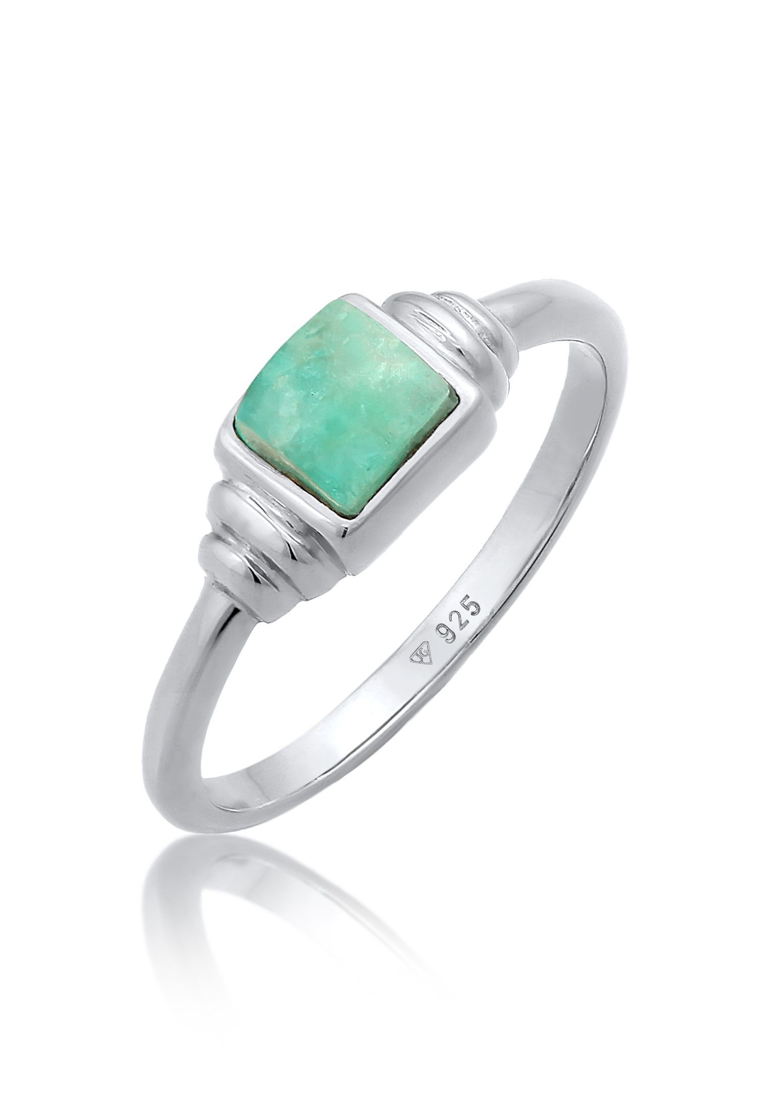 Elli Premium Fingerring Amazonit Edelstein Quadrat Vintage 925 Silber