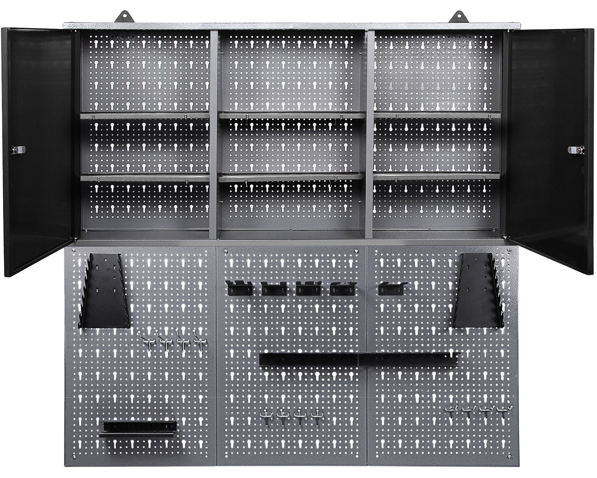 ONDIS24 Werkzeugschrank Werkstatt-Wandschrank Joku 120cm teiliges inkl. mit Lochwand Fachböden 6 50 Hakensortiment